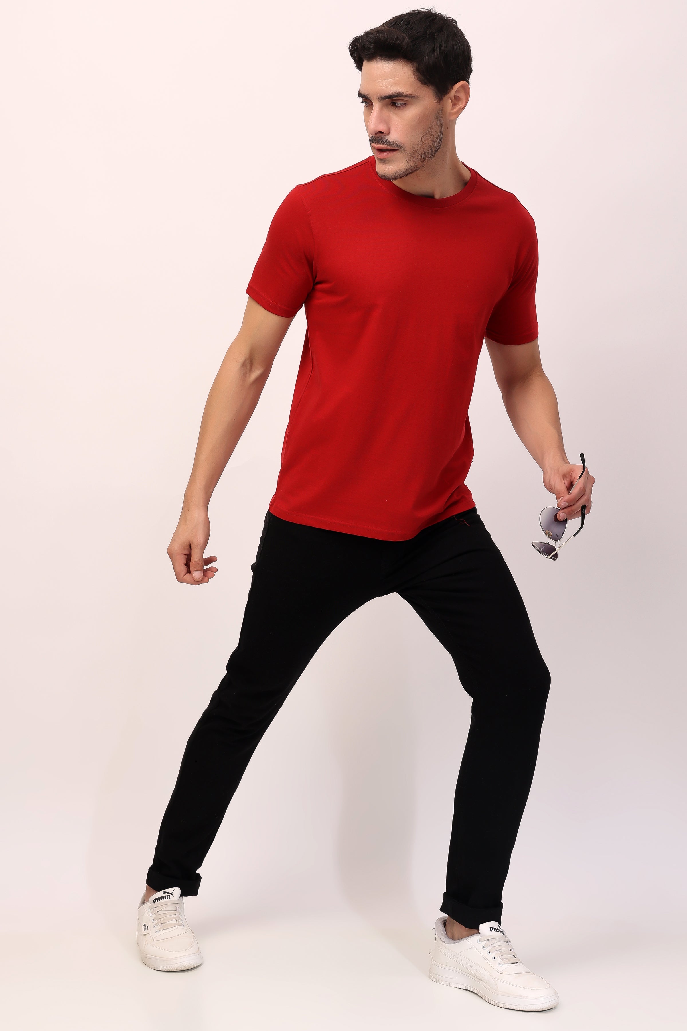 Stylox Men’s Regular Fit Round Neck Half Sleeve Solid T-Shirt | Premium Cotton Plain Casual Tee for Everyday Wear - Stylox
