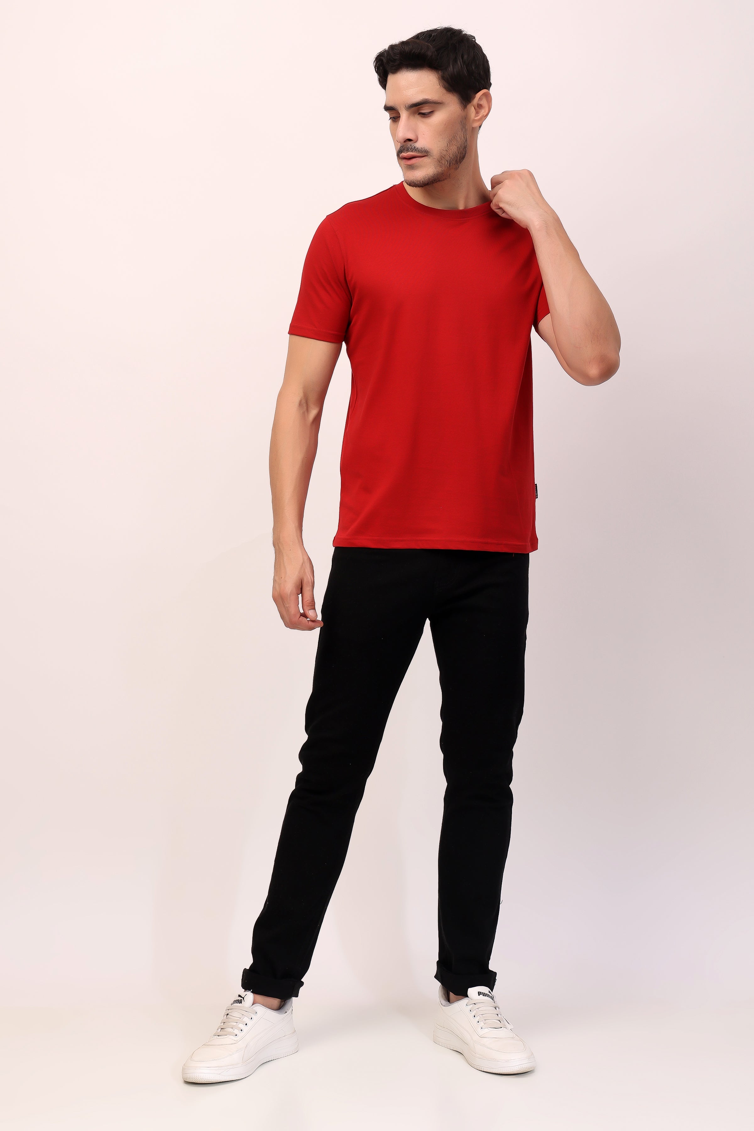Stylox Men’s Regular Fit Round Neck Half Sleeve Solid T-Shirt | Premium Cotton Plain Casual Tee for Everyday Wear - Stylox