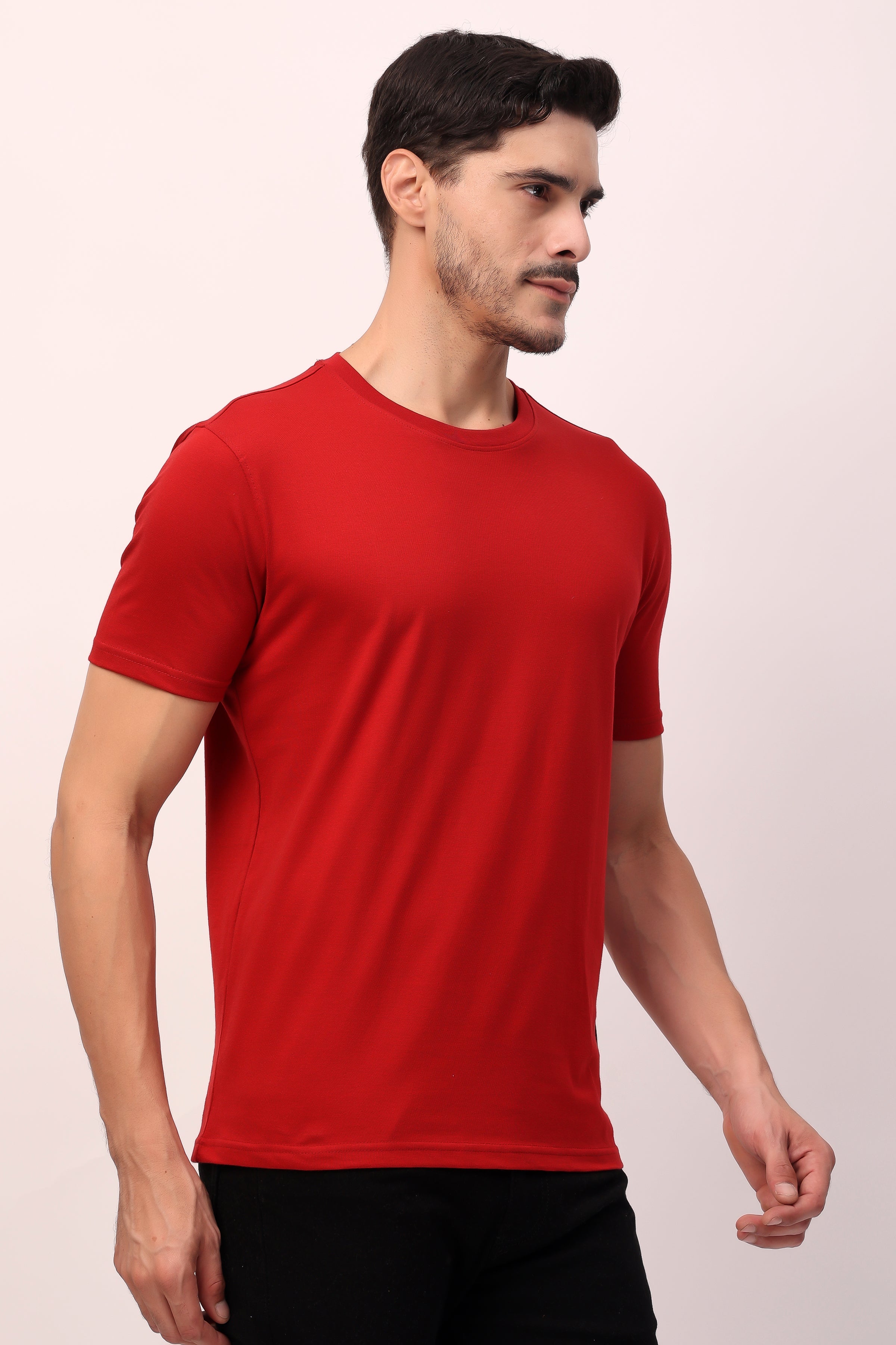 Stylox Men’s Regular Fit Round Neck Half Sleeve Solid T-Shirt | Premium Cotton Plain Casual Tee for Everyday Wear - Stylox