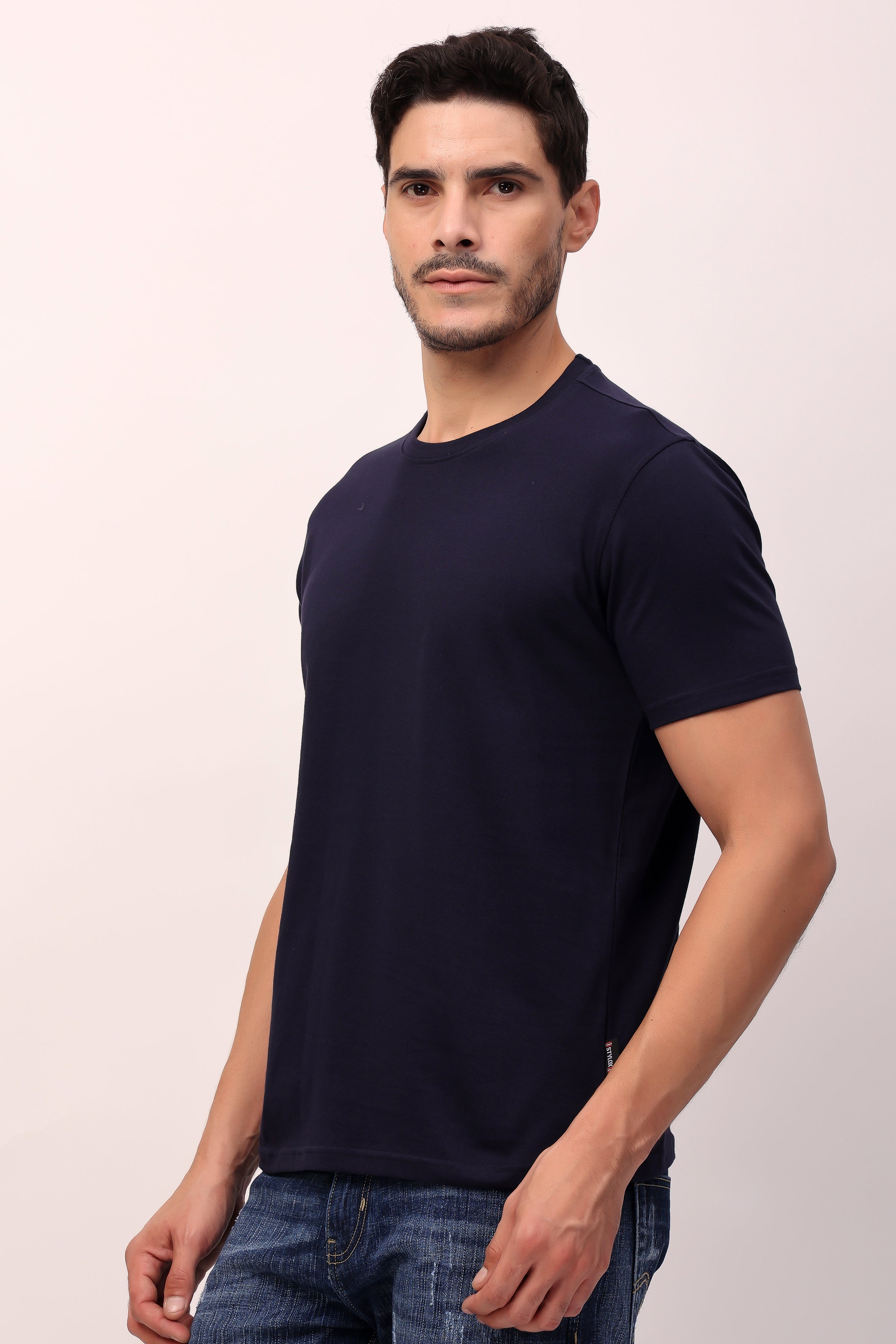 Stylox Men’s Regular Fit Round Neck Half Sleeve Solid T-Shirt | Premium Cotton Plain Casual Tee for Everyday Wear - Stylox