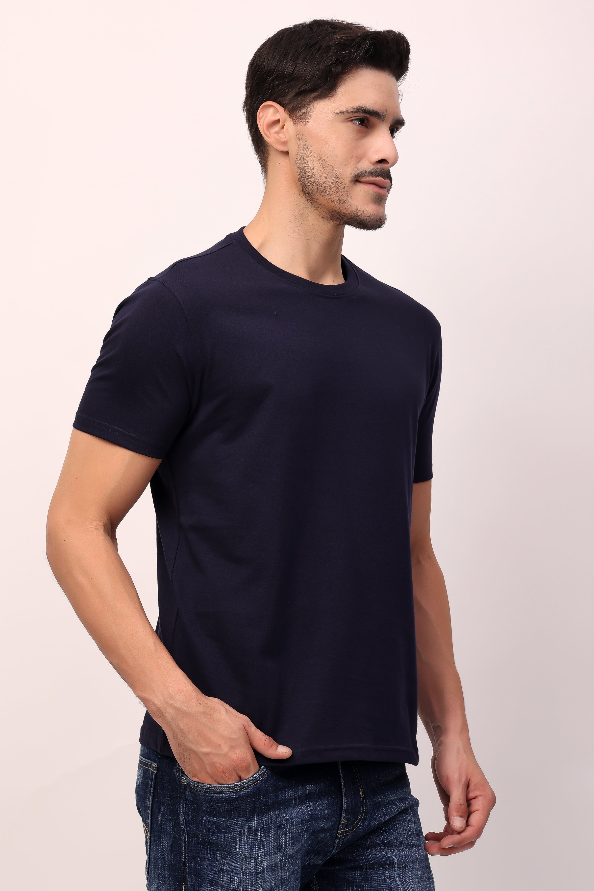 Stylox Men’s Regular Fit Round Neck Half Sleeve Solid T-Shirt | Premium Cotton Plain Casual Tee for Everyday Wear - Stylox