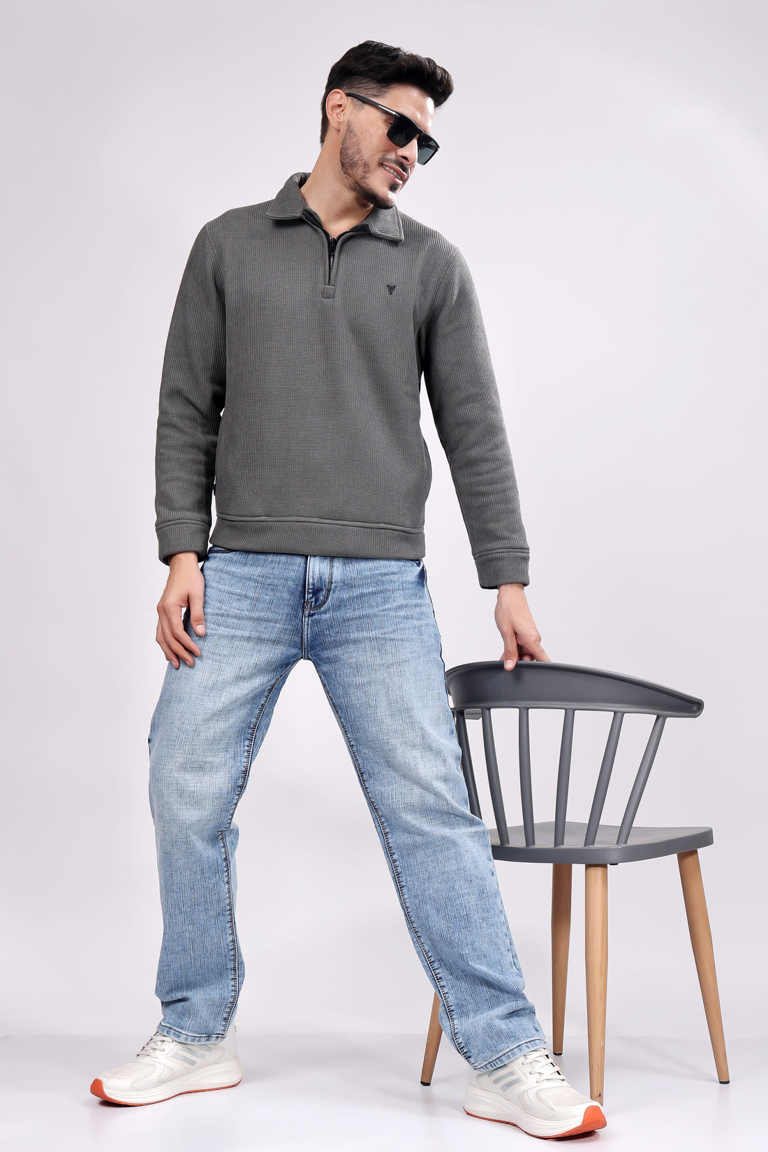 STYLOX Zipper Neck SWEATSHIRT For Men
