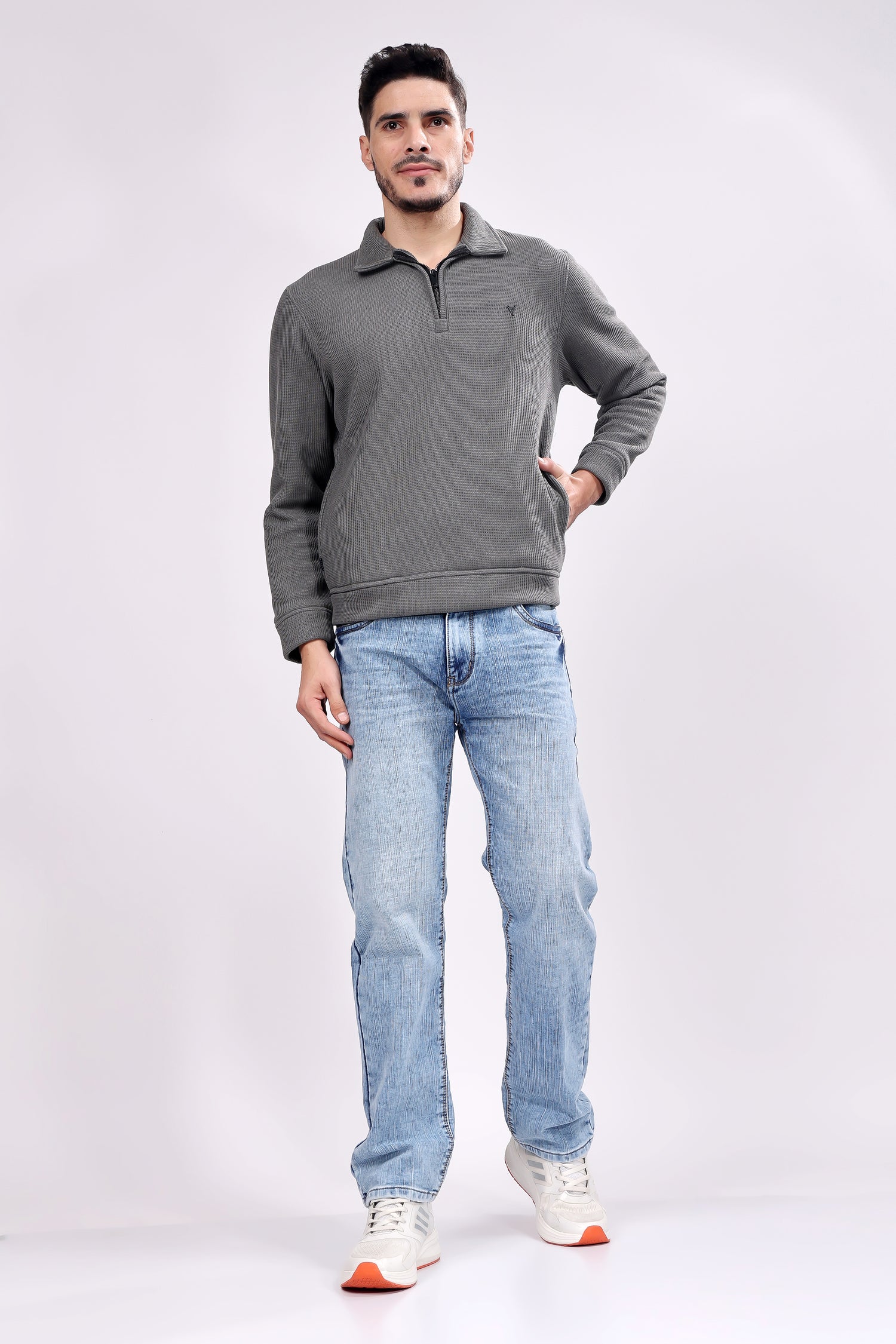 STYLOX Zipper Neck SWEATSHIRT For Men