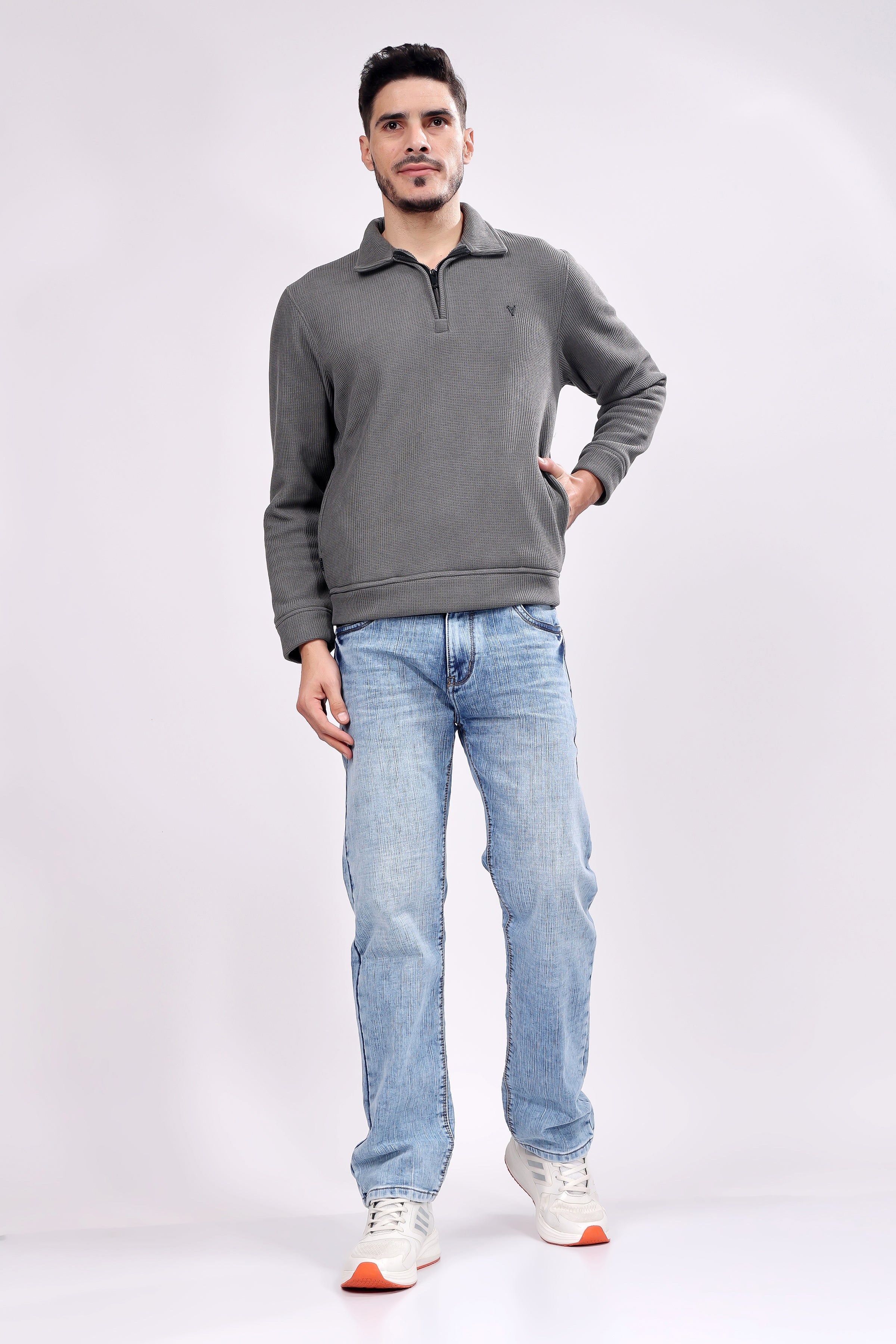 STYLOX Zipper Neck SWEATSHIRT For Men