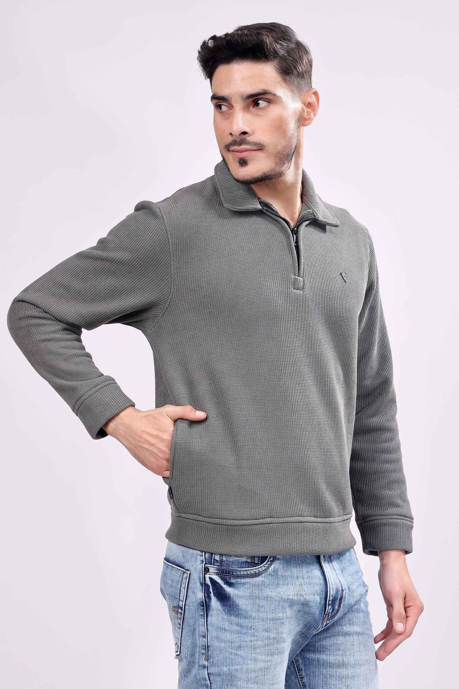 STYLOX Zipper Neck SWEATSHIRT For Men