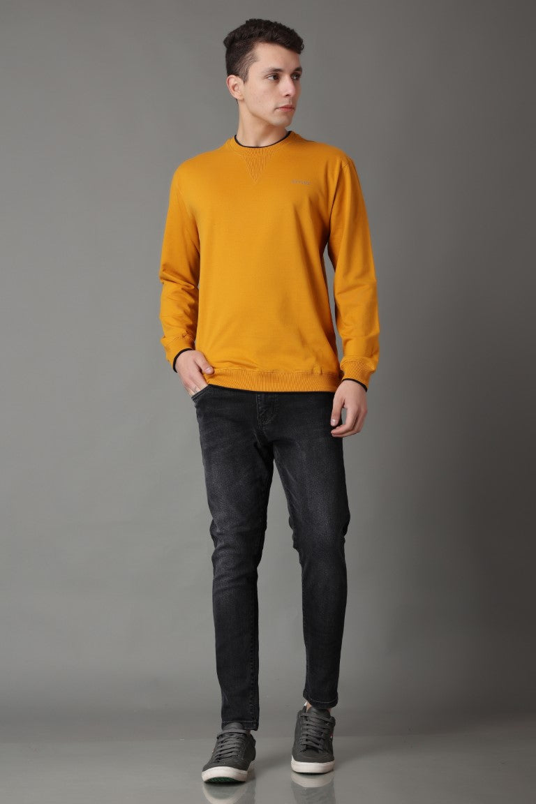 Stylox Men’s Round Neck Full Sleeve Solid Sweatshirt | Premium Cotton Fleece Casual Pullover for Winter Wear