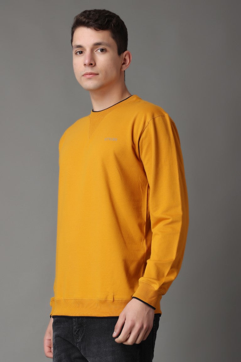 Stylox Men’s Round Neck Full Sleeve Solid Sweatshirt | Premium Cotton Fleece Casual Pullover for Winter Wear - Stylox