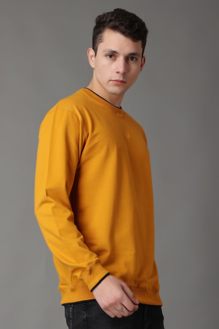 Stylox Men’s Round Neck Full Sleeve Solid Sweatshirt | Premium Cotton Fleece Casual Pullover for Winter Wear