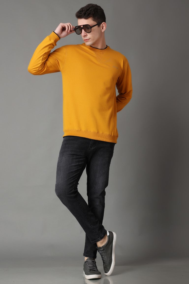 Stylox Men’s Round Neck Full Sleeve Solid Sweatshirt | Premium Cotton Fleece Casual Pullover for Winter Wear