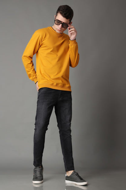 Stylox Men’s Round Neck Full Sleeve Solid Sweatshirt | Premium Cotton Fleece Casual Pullover for Winter Wear