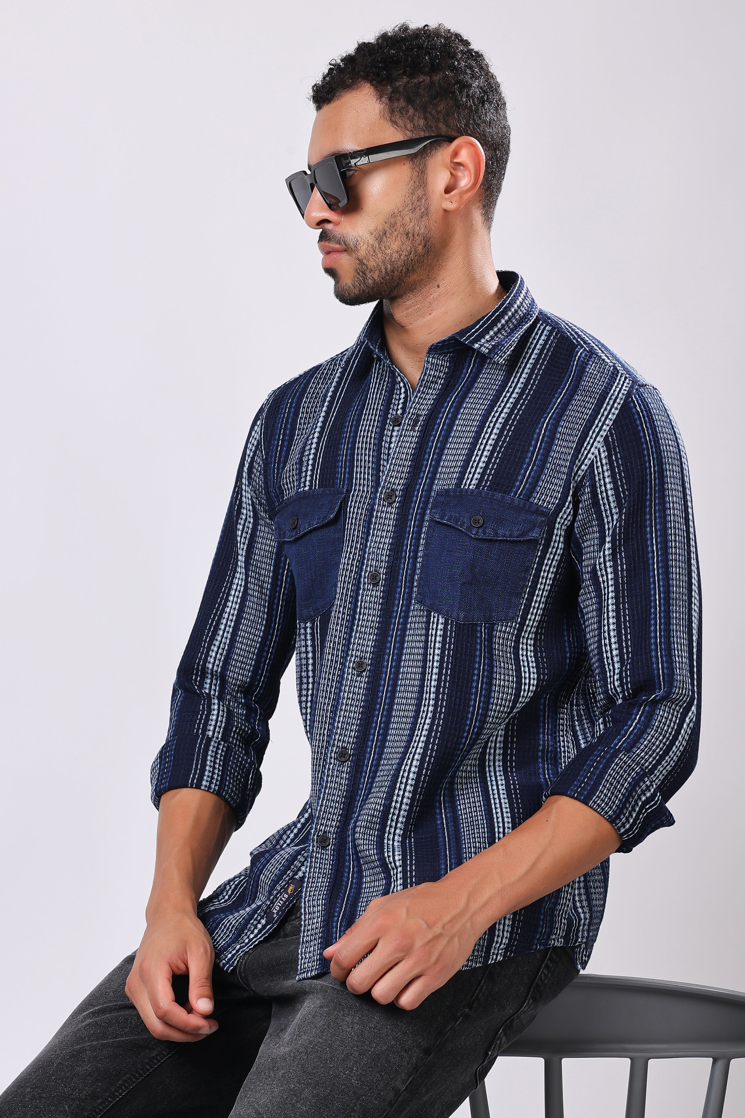 Stylox Men's Full Sleeve Striped Casual Shirt – Premium Cotton Blend Regular Fit Shirt with Classic Vertical Stripes for Smart Everyday Wear - Stylox