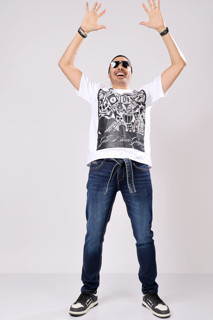 Stylox Men’s Oversized Round Neck Half Sleeve Printed T-Shirt | Premium Cotton Loose Fit Graphic Tee for Streetwear &amp; Casual Style