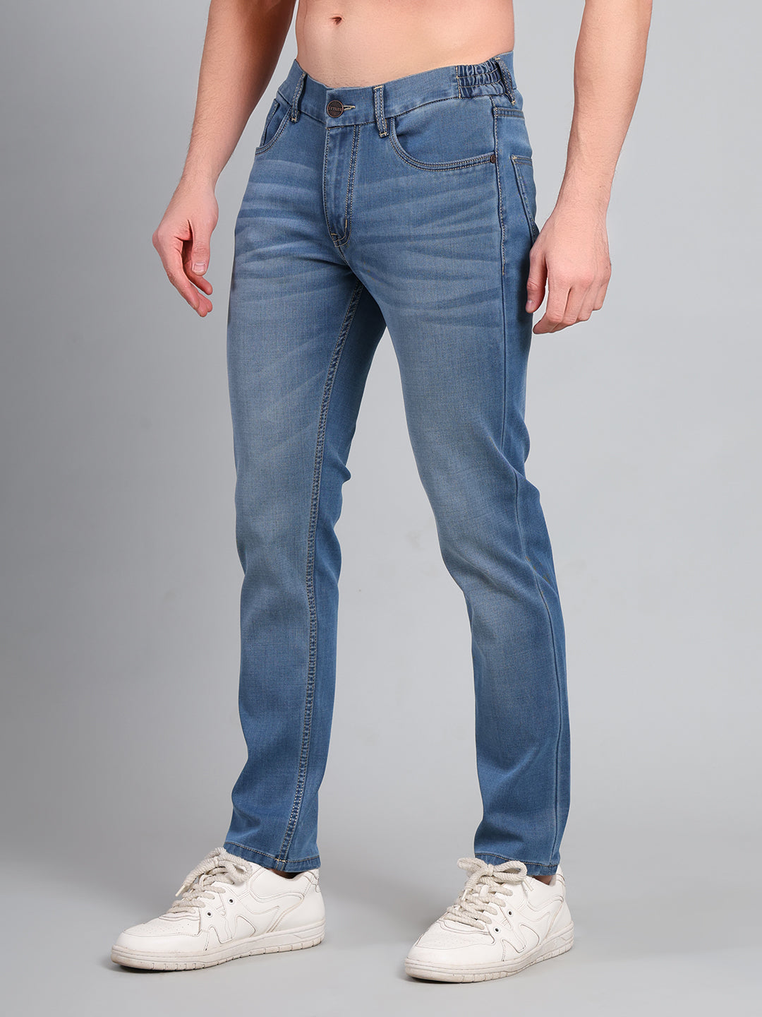 Stylox Men’s Premium Stretchable Luxury Slim Fit Mid Rise Denim Jeans (Light Blue) - Stylox