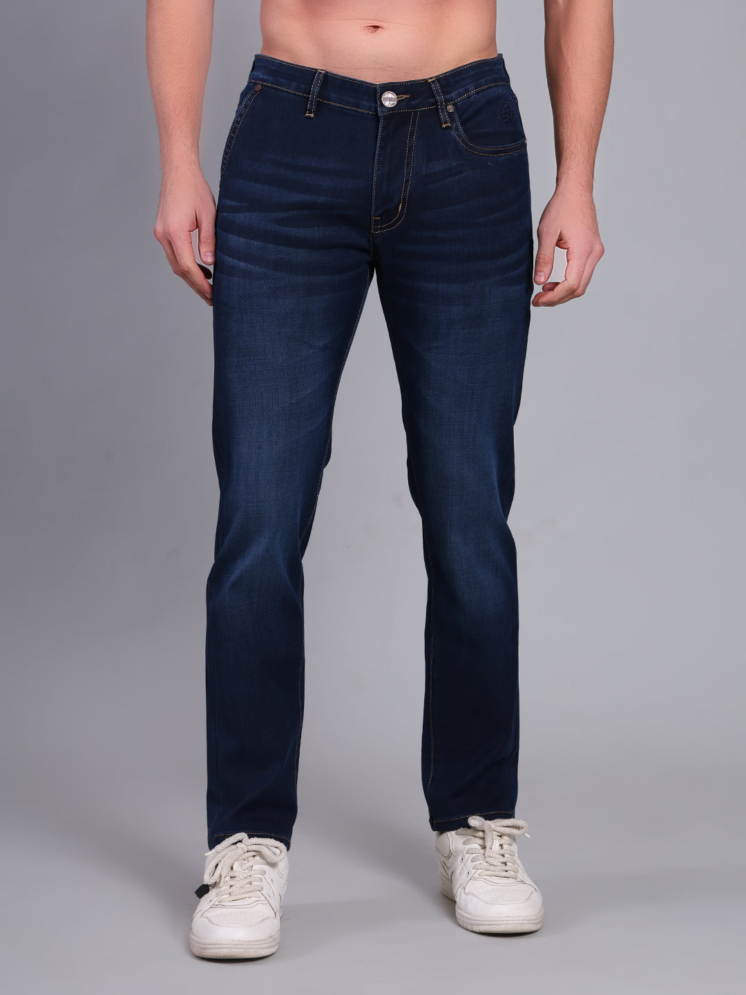 Stylox Men’s Slim Fit Luxury Mid-Rise Stretchable Denim Jeans (Dark Blue) - Stylox
