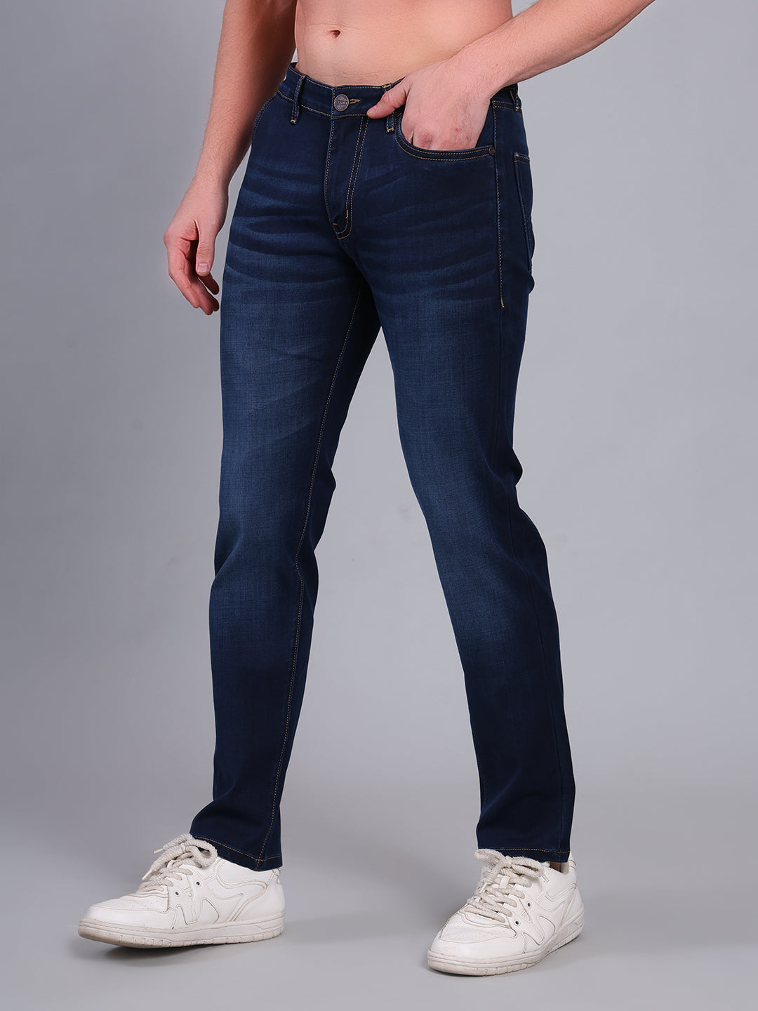 Stylox Men’s Slim Fit Luxury Mid-Rise Stretchable Denim Jeans (Dark Blue) - Stylox