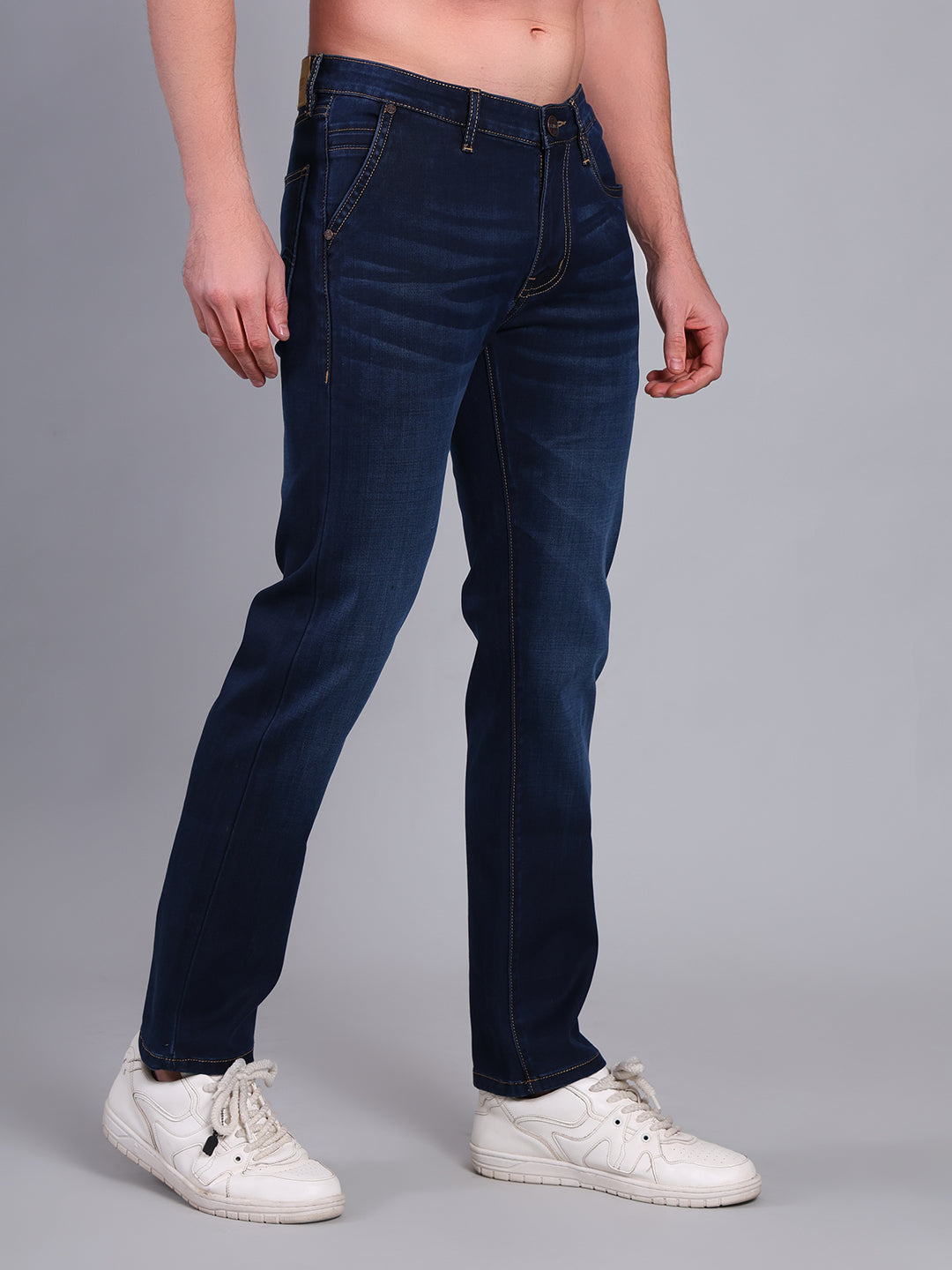 Stylox Men’s Slim Fit Luxury Mid-Rise Stretchable Denim Jeans (Dark Blue) - Stylox