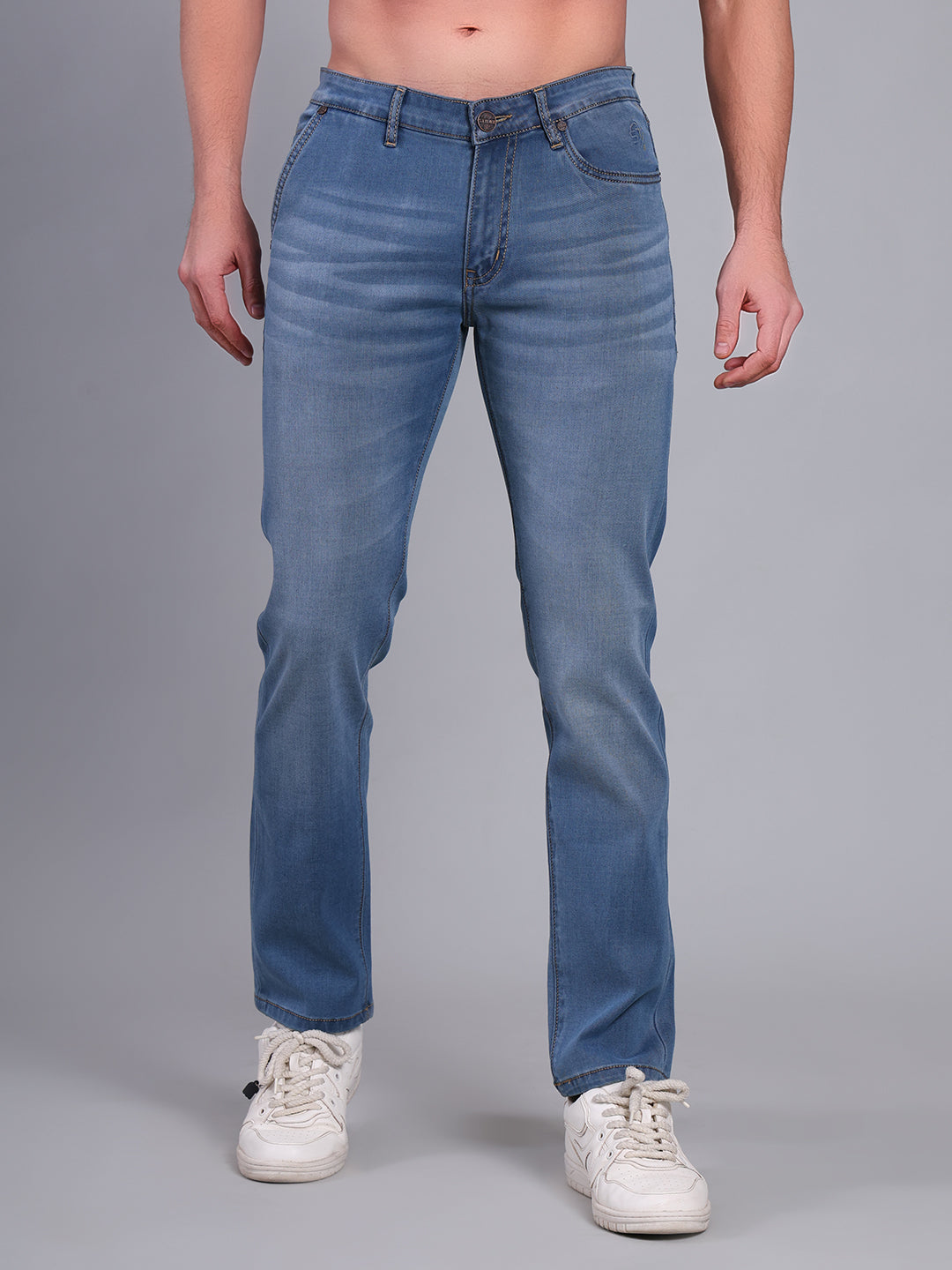 Stylox Men’s Slim Fit Luxury Mid-Rise Stretchable Denim Jeans (Light Blue) - Stylox
