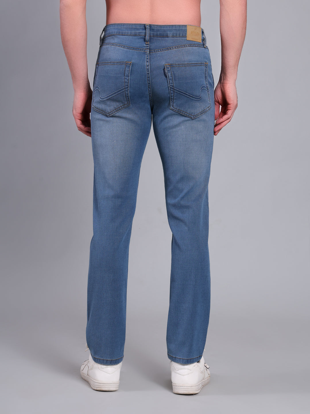 Stylox Men’s Slim Fit Luxury Mid-Rise Stretchable Denim Jeans (Light Blue) - Stylox