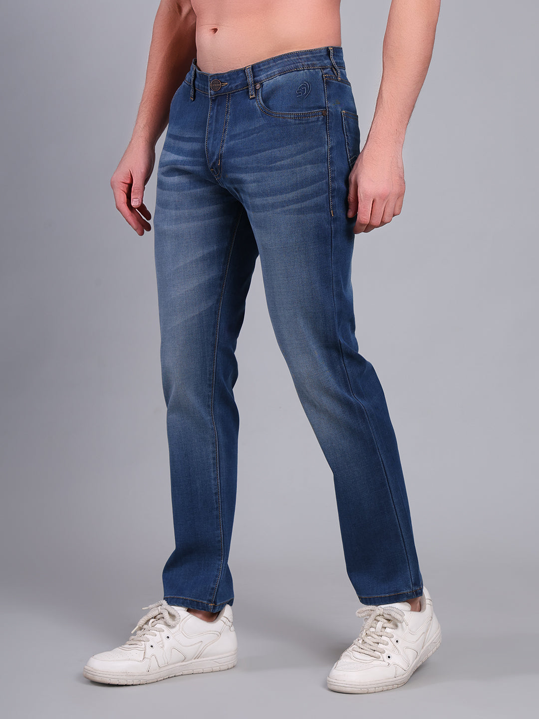 Stylox Men’s Slim Fit Luxury Mid-Rise Stretchable Denim Jeans (Mid Light Blue) - Stylox
