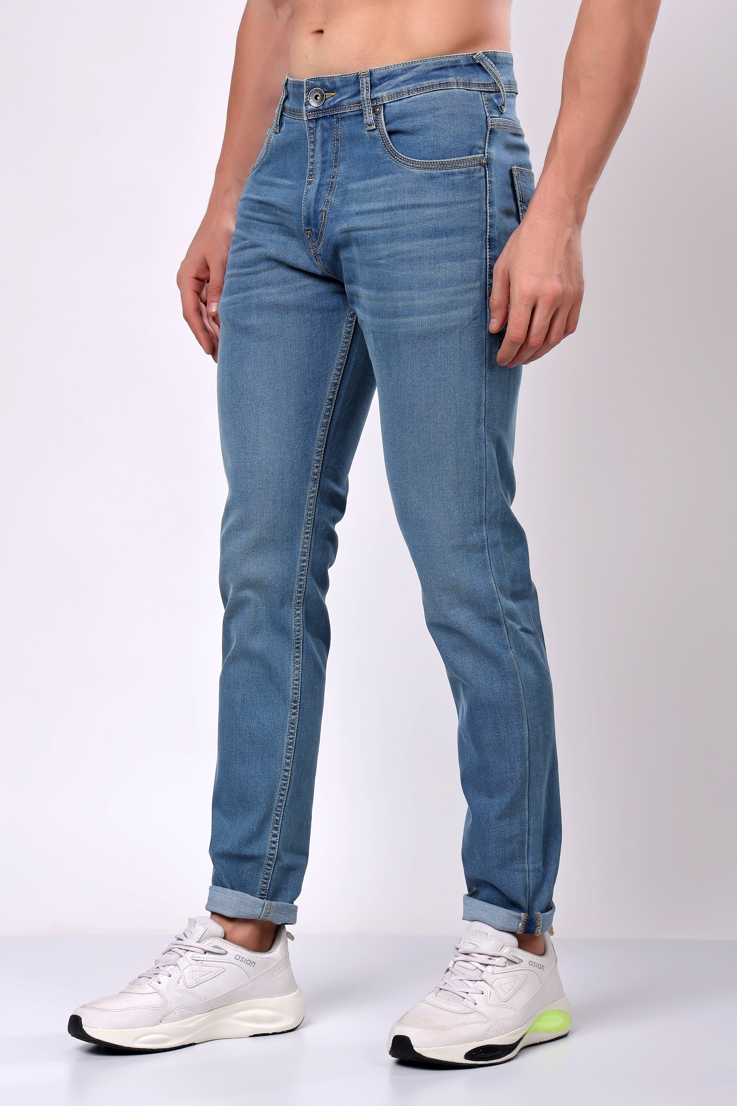 Stylox Slim Fit Denim Jeans - Sky Blue, - Stylox