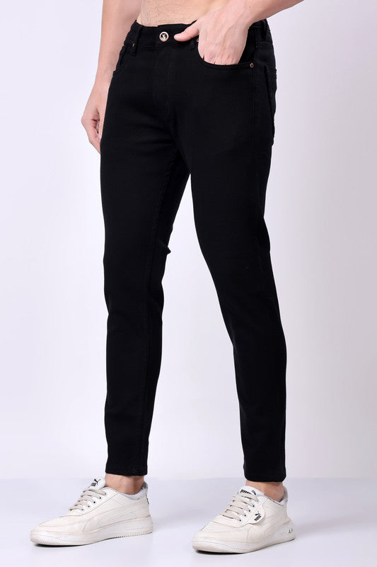 Stylox Men’s Ankle Fit Mid-Rise Denim Jeans (Black) - Stylox