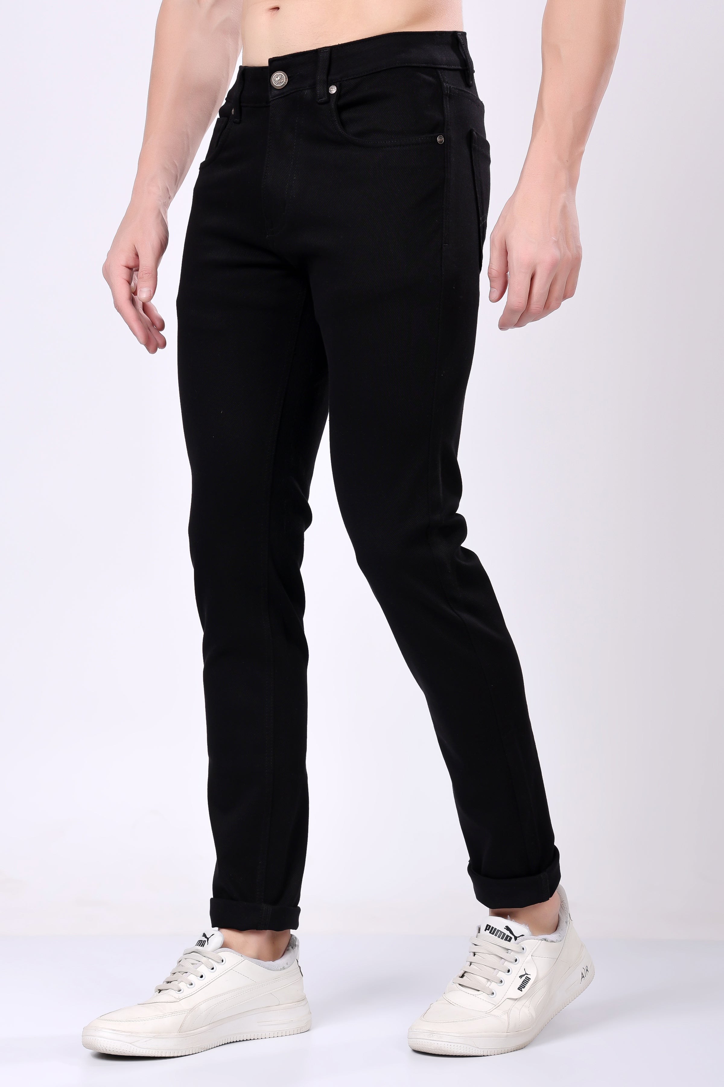 Stylox Men’s Slim Fit Mid-Rise Stretchable Denim Jeans (Black) - Stylox