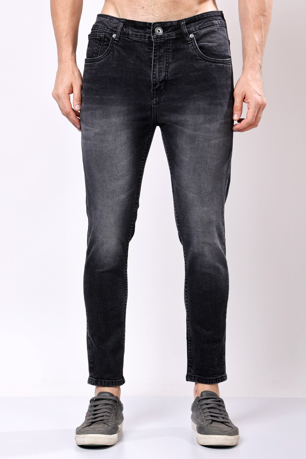 STYLOX Men’s Grey Ankle Fit Denim Jeans - Stylox