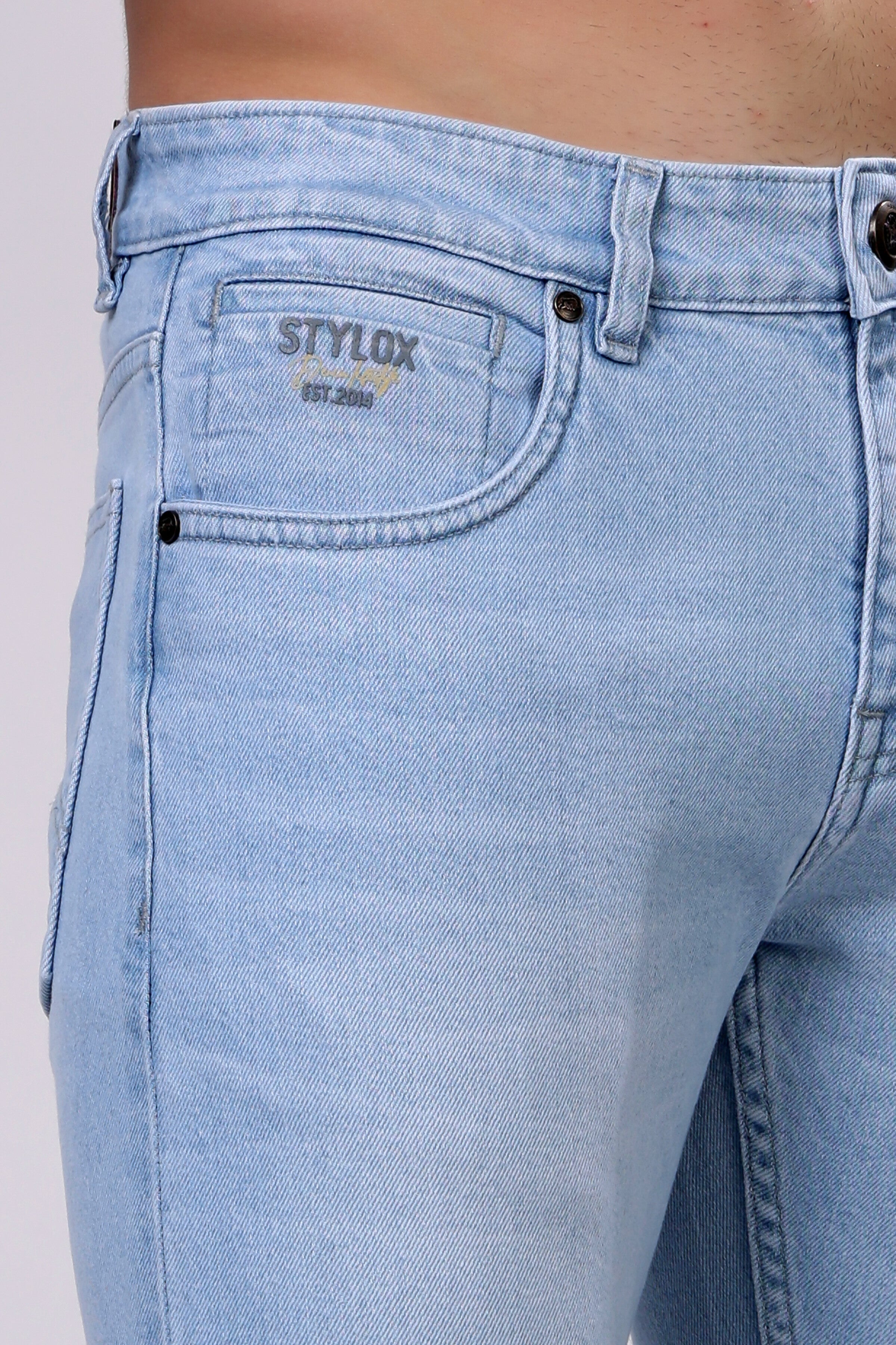 Stylox Slim Fit Denim Jeans - Sky Blue,