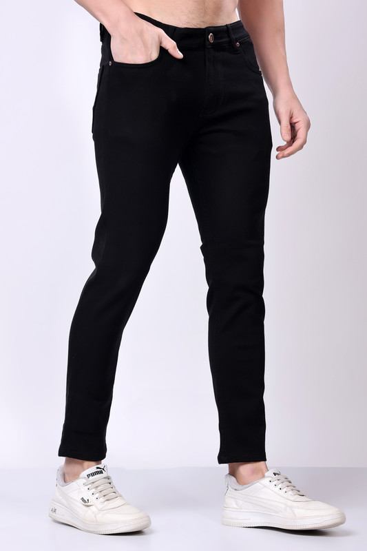 Stylox Men’s Ankle Fit Mid-Rise Denim Jeans (Black) - Stylox