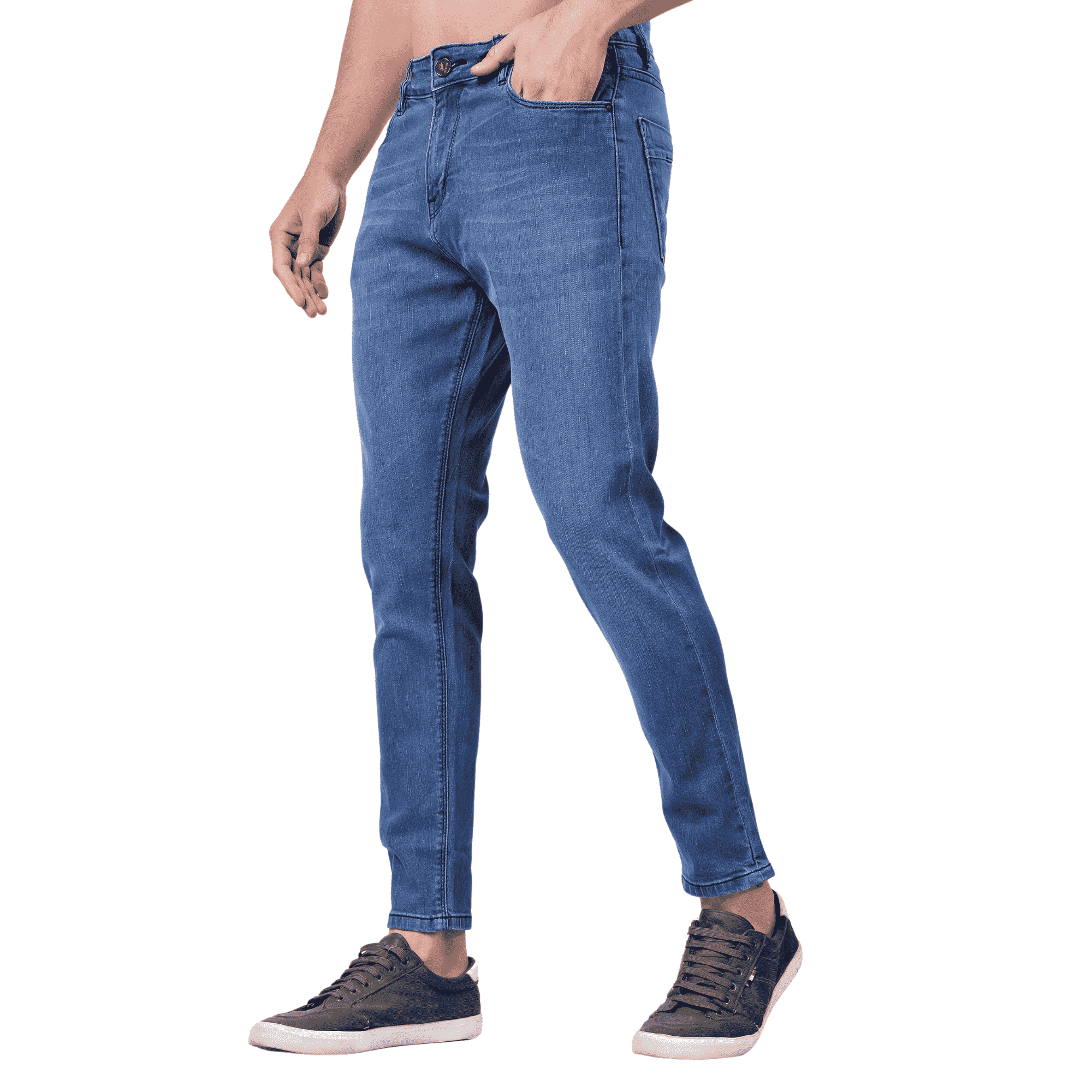 STYLOX Men’s Sky Blue Ankle Fit Jeans - Premium Denim, - Stylox