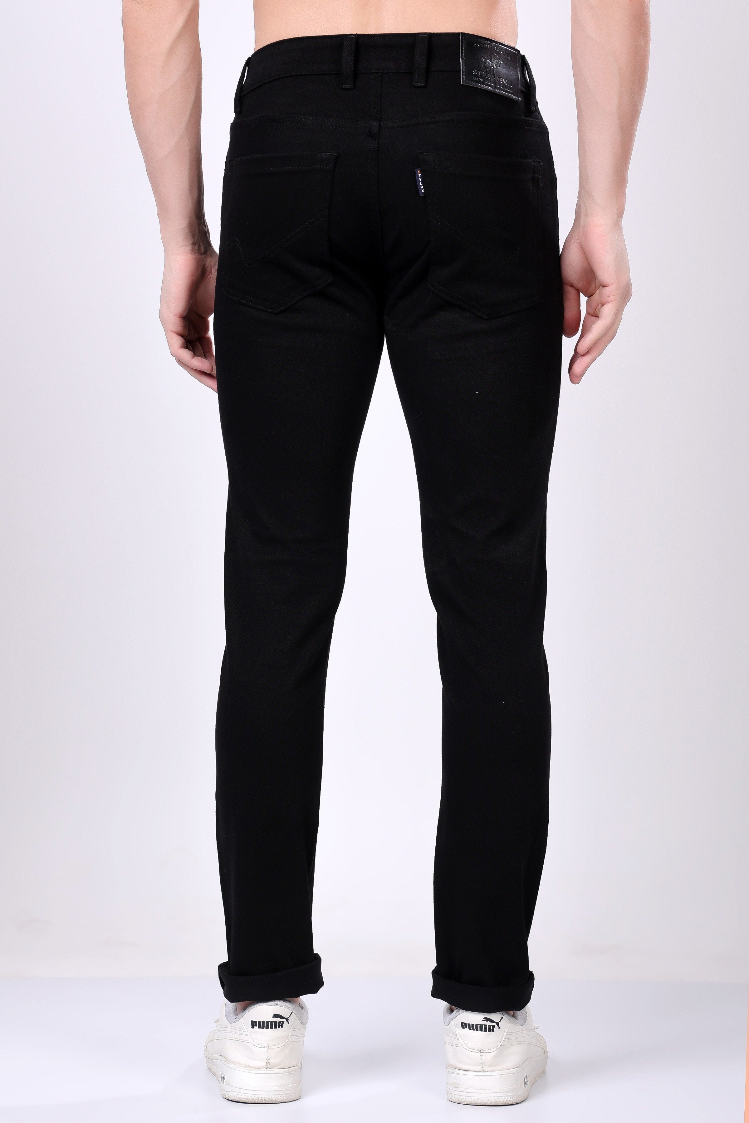 Stylox Men’s Slim Fit Mid-Rise Stretchable Denim Jeans (Black) - Stylox