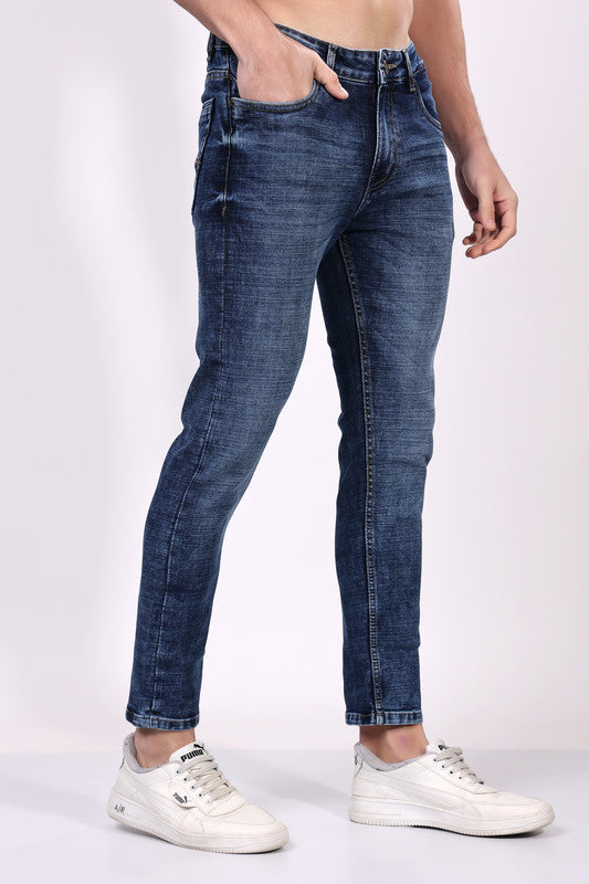 STYLOX Men’s Dark Blue Ankle Fit Jeans - Premium Denim,