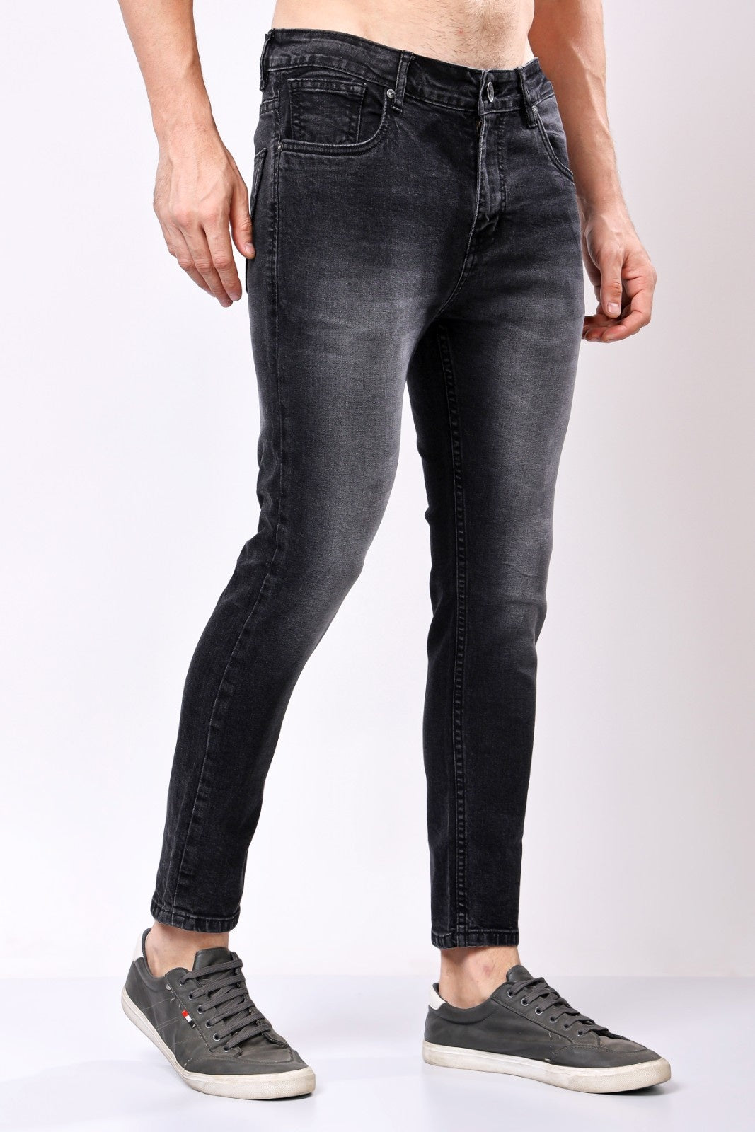 STYLOX Men’s Grey Ankle Fit Denim Jeans - Stylox