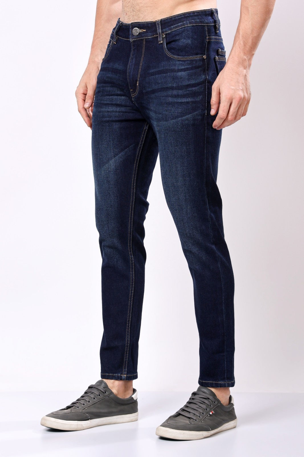 STYLOX Men’s Dark Blue Ankle Fit Jeans - Premium Denim,