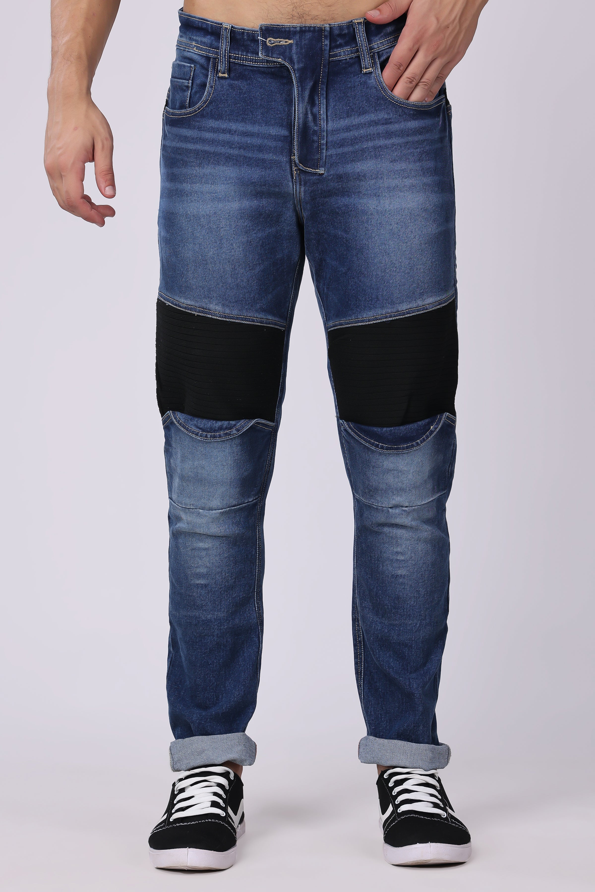 Stylox Slim Fit Biker Jeans | Blue | - Stylox