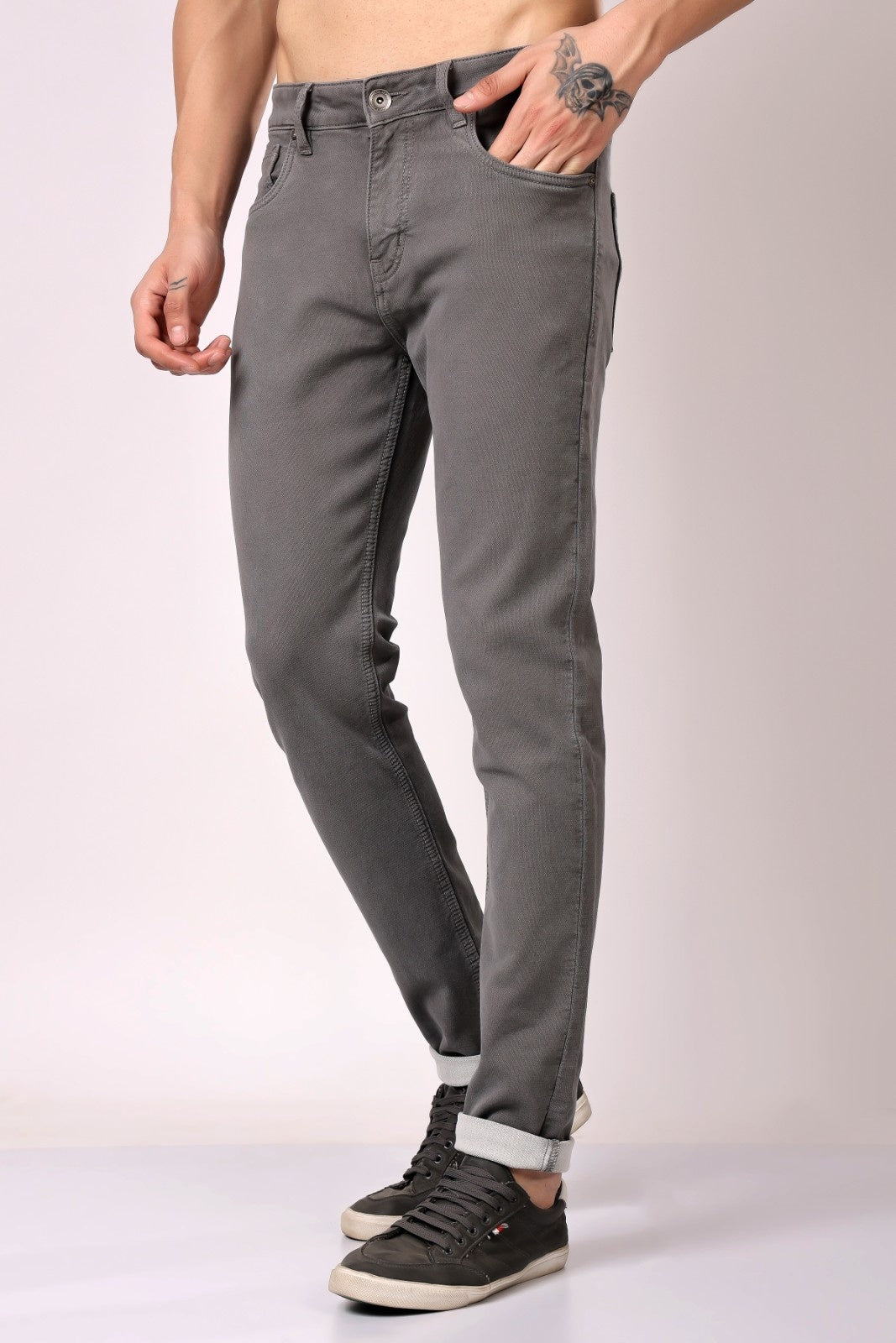 Stylox Slim Fit Denim Jeans - Grey, - Stylox