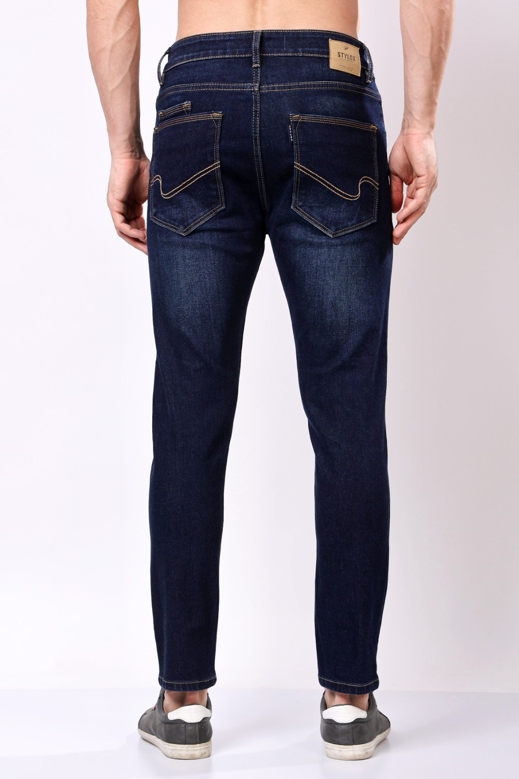 STYLOX Men’s Dark Blue Ankle Fit Jeans - Premium Denim,