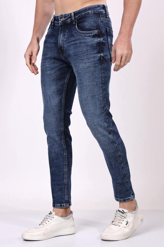 STYLOX Men’s Dark Blue Ankle Fit Jeans - Premium Denim,