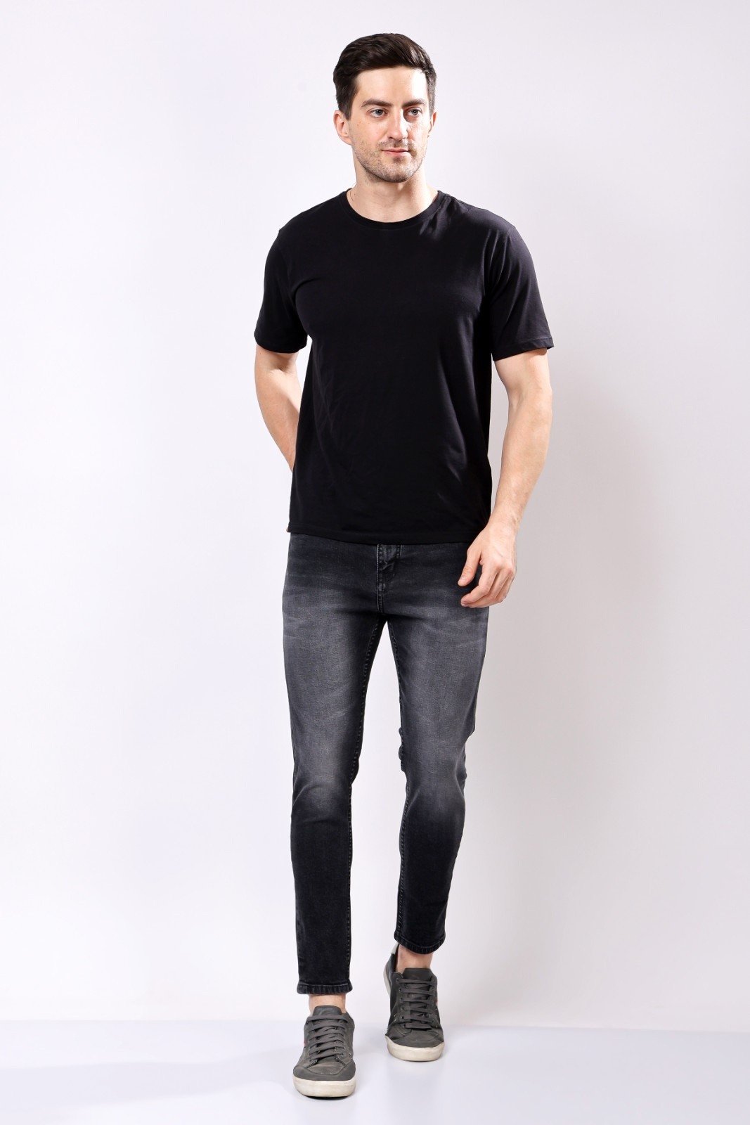 STYLOX Men’s Grey Ankle Fit Denim Jeans - Stylox