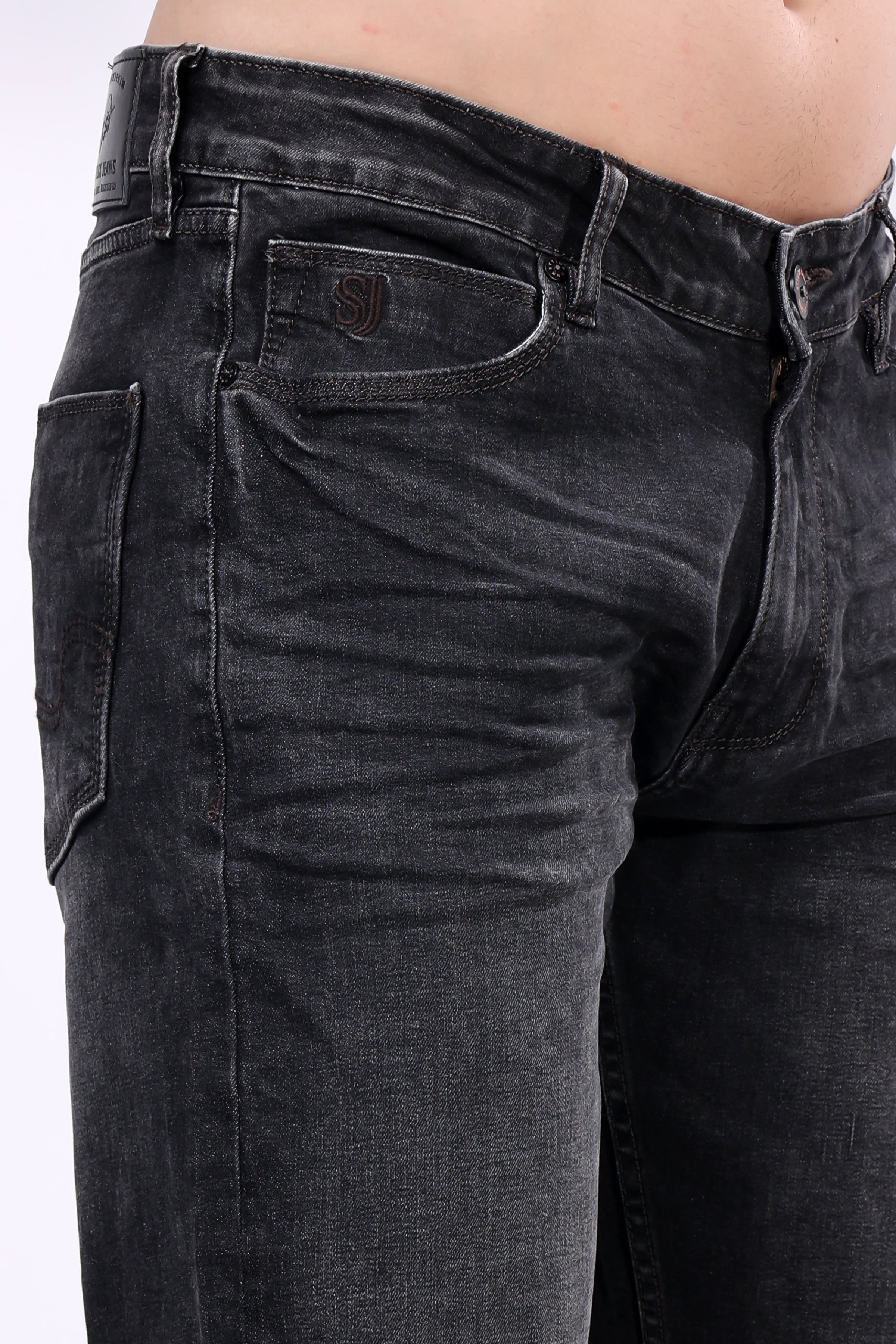 Stylox Slim Fit Mid-Rise Stretchable Denim Jeans for Men - Grey | - Stylox
