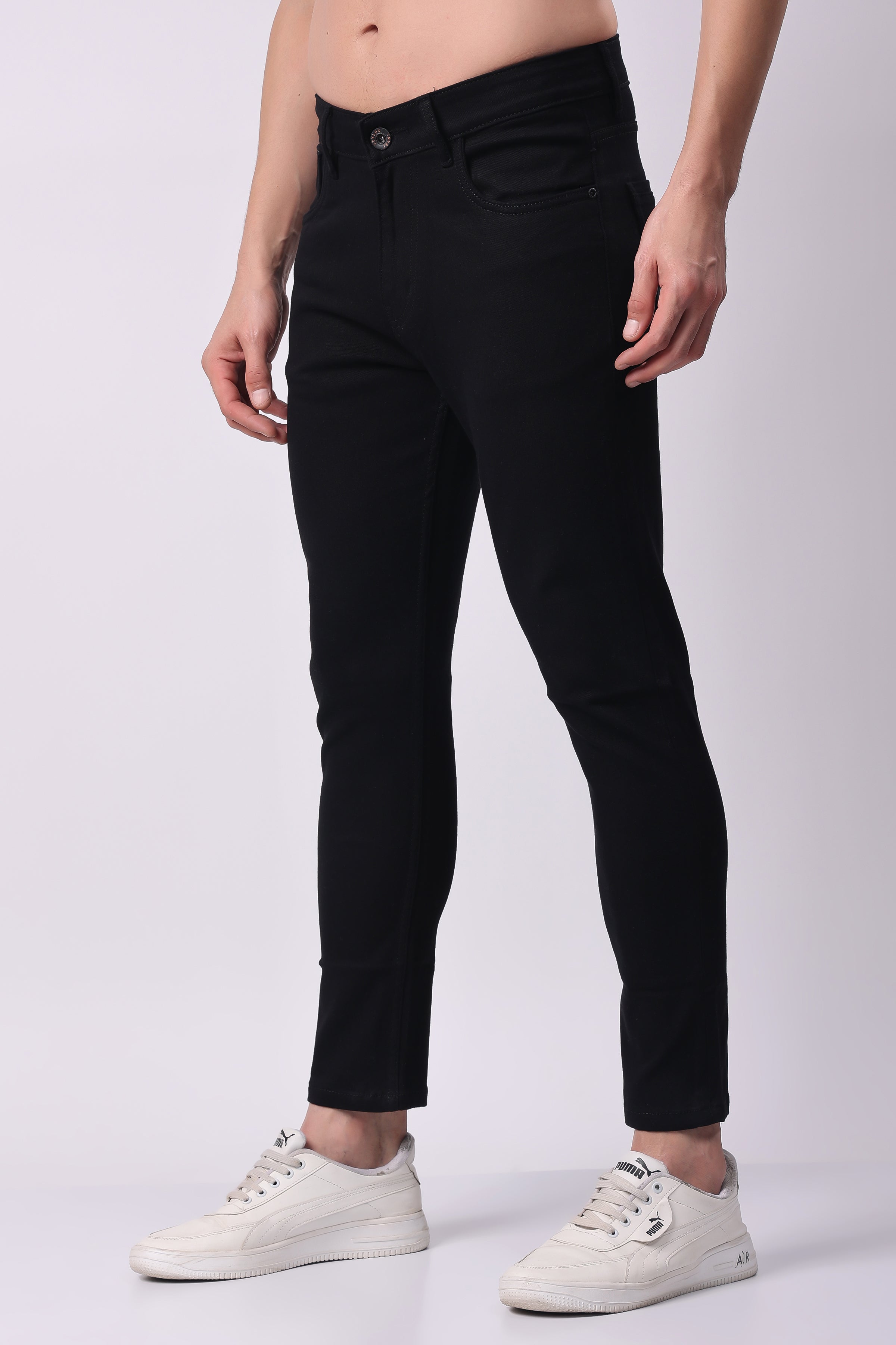 STYLOX Men’s Black Ankle Fit Jeans - Premium Denim,
