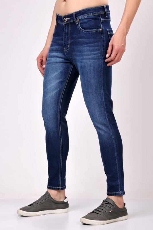 STYLOX Men’s Dark Blue Ankle Fit Jeans - Premium Denim,