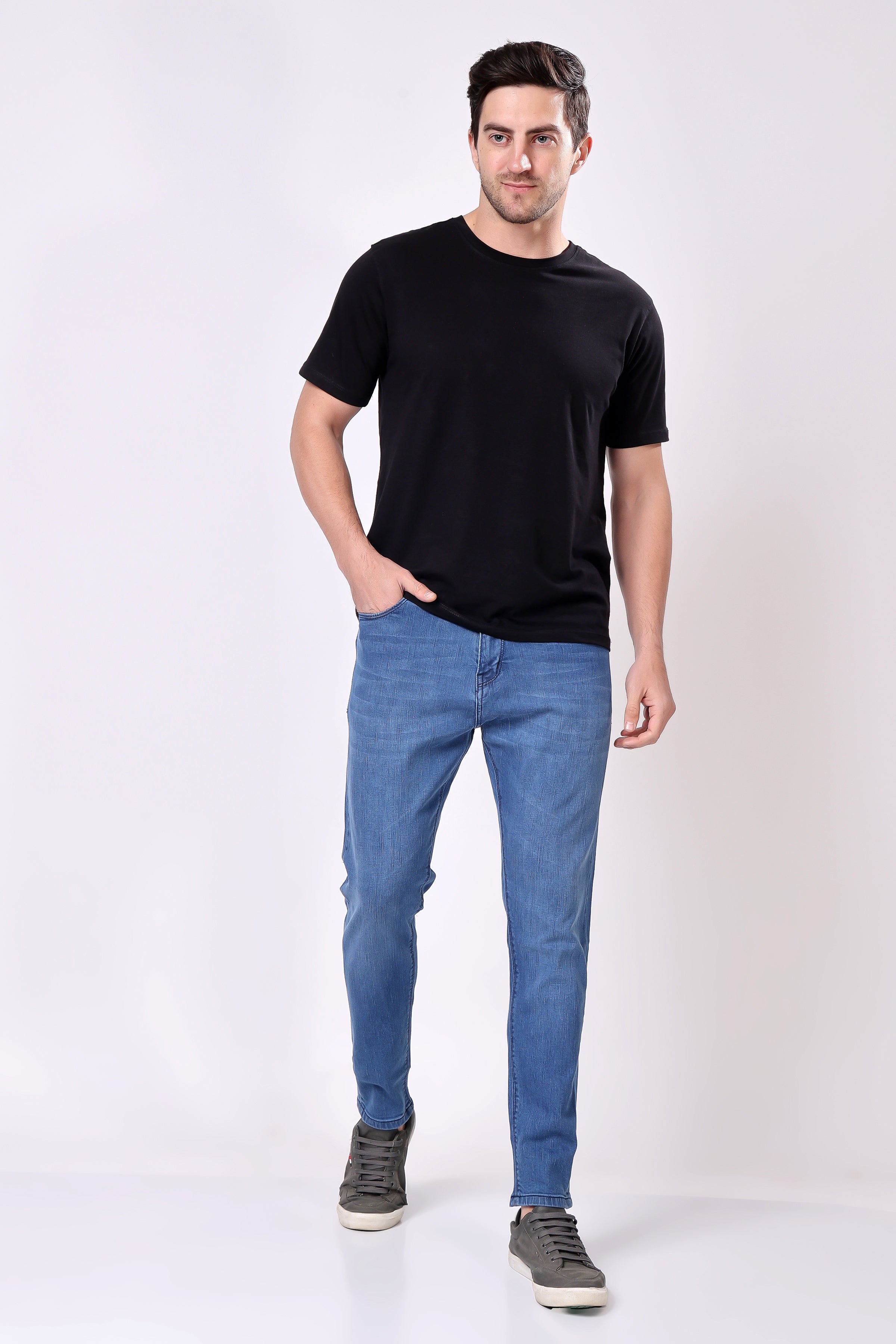 STYLOX Men’s Sky Blue Ankle Fit Jeans - Premium Denim, - Stylox