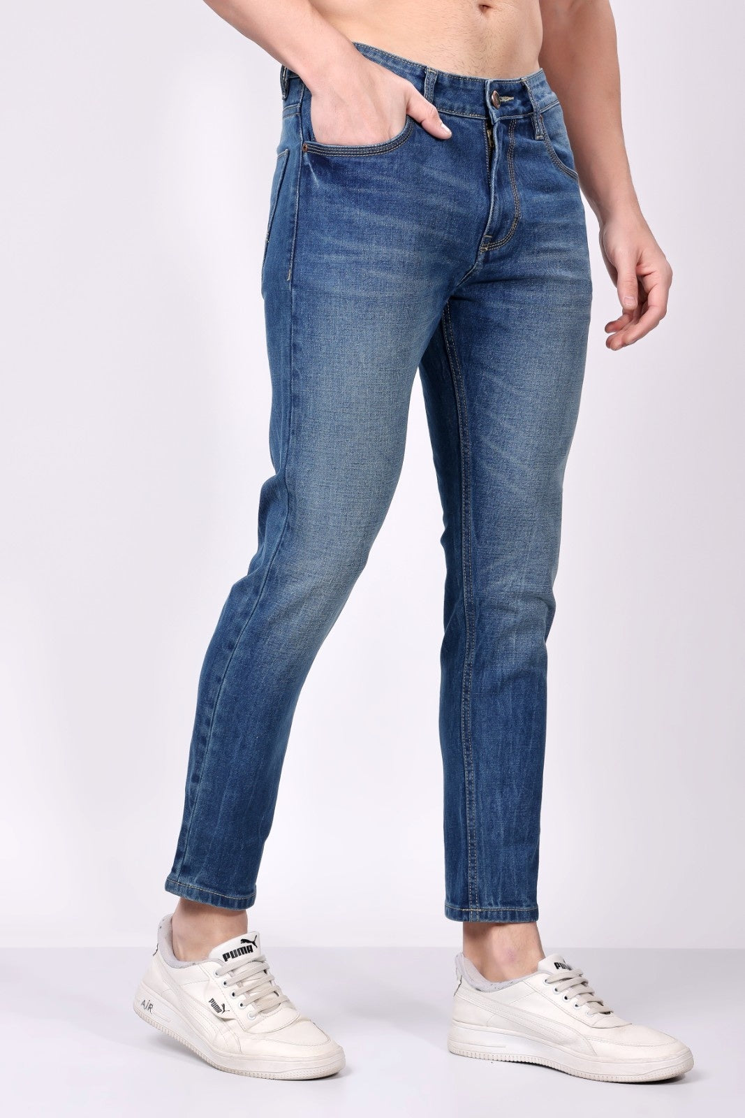 STYLOX Menâ€™s Blue Ankle Fit Jeans - Premium Denim - Stylox