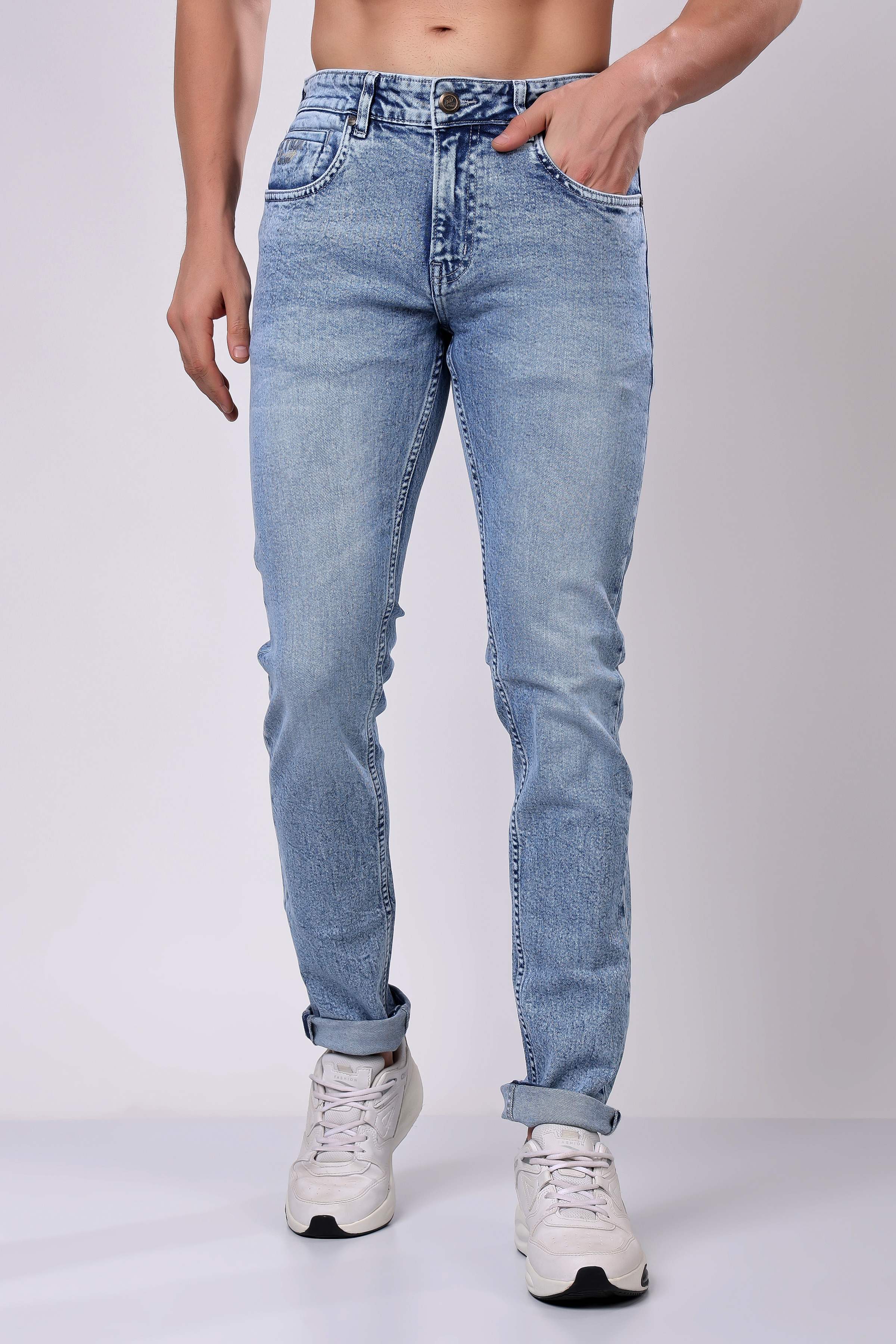 Stylox Slim Fit Denim Jeans - Sky Blue,