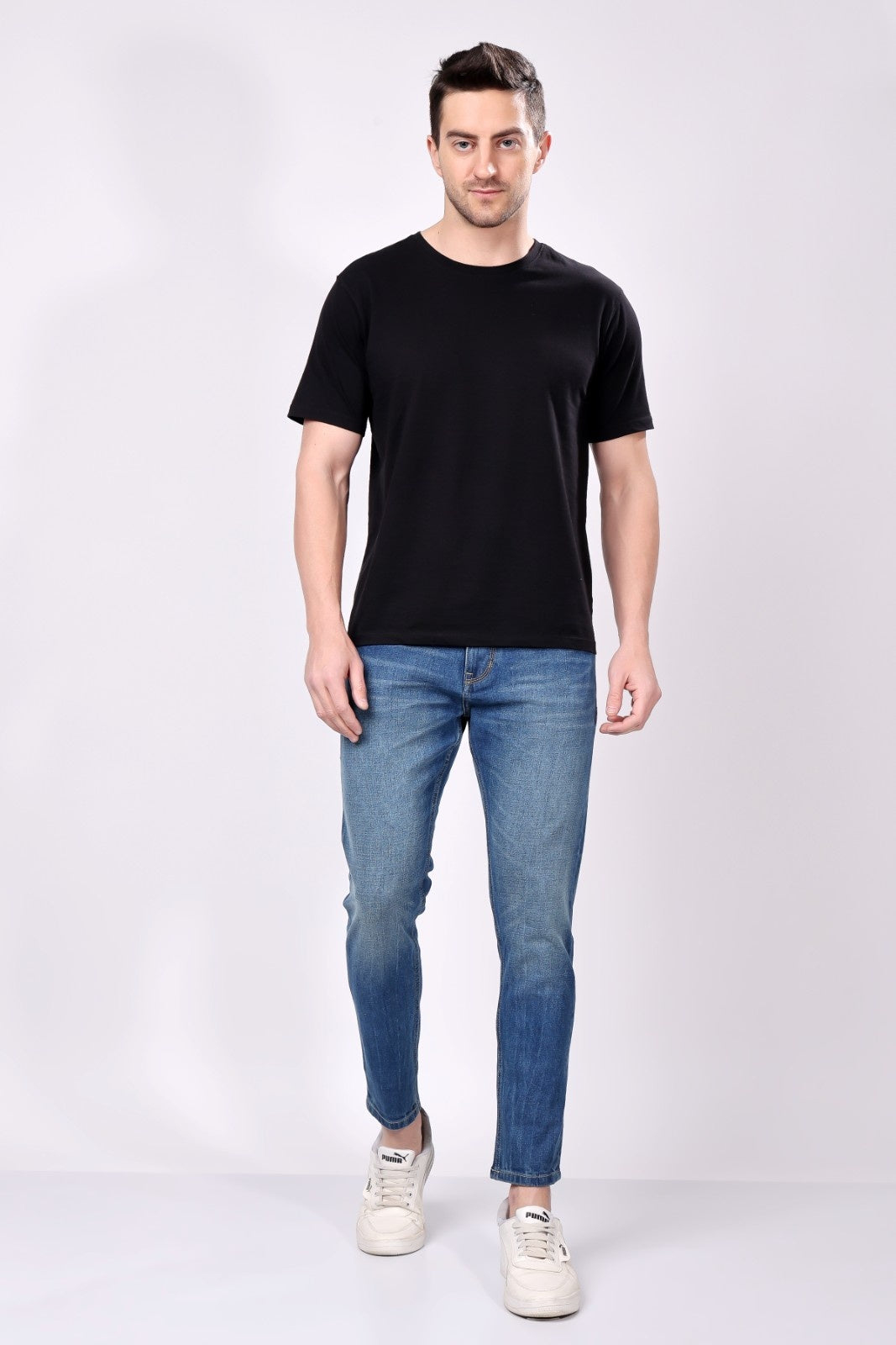 STYLOX Menâ€™s Blue Ankle Fit Jeans - Premium Denim - Stylox