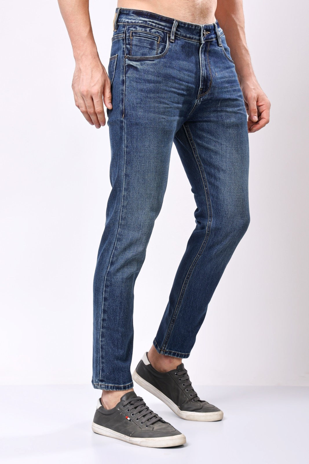 STYLOX Menâ€™s Greenish Blue Ankle Fit Jeans - Premium Denim, - Stylox