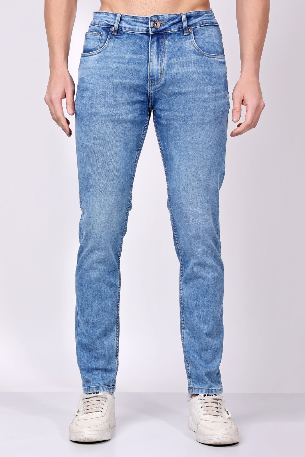Stylox Slim Fit Mid-Rise Stretchable Denim Jeans for Men - Light Blue|