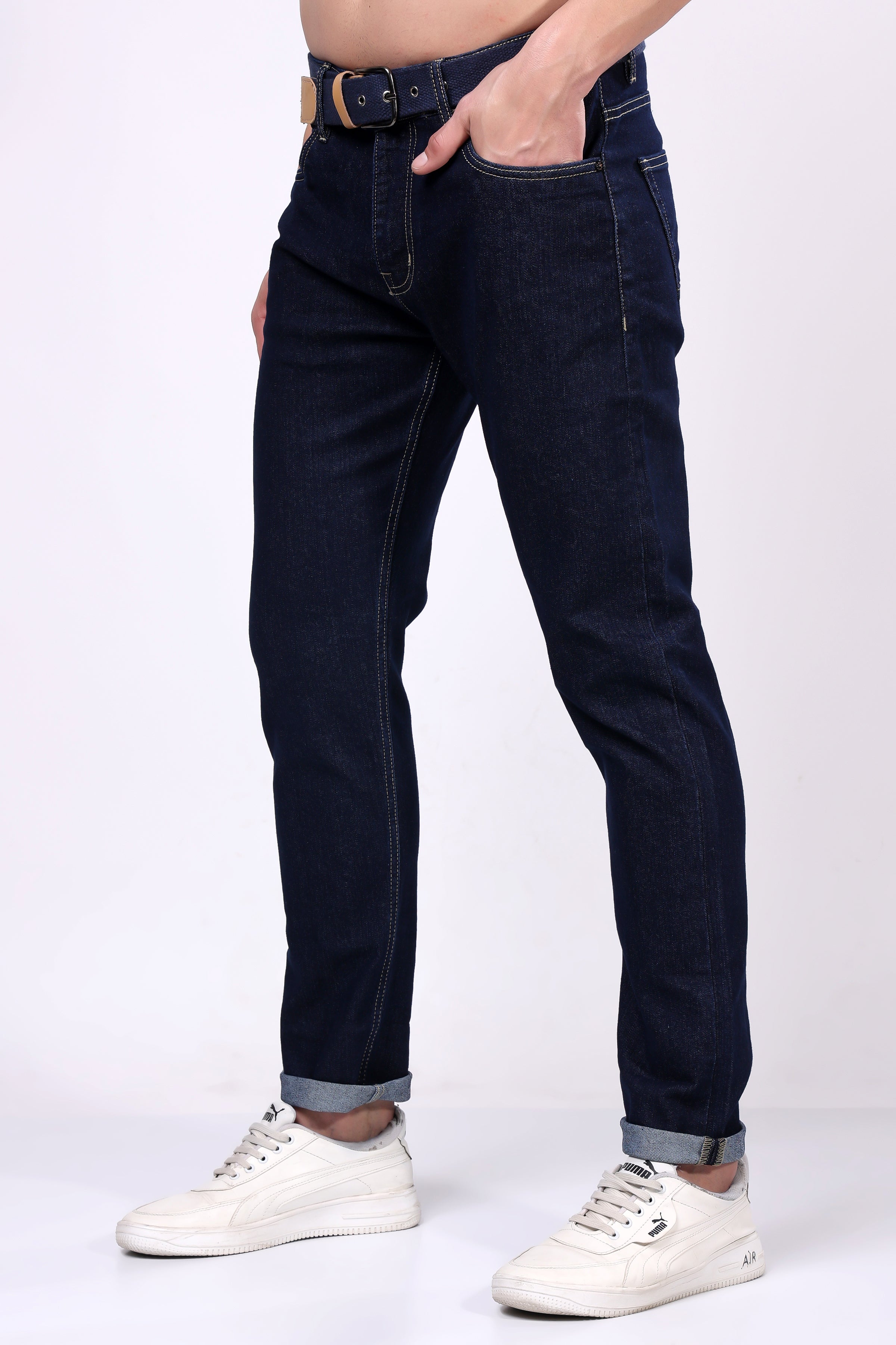 Stylox Slim Fit Dark Blue Denim Jeans for Men - Stylox