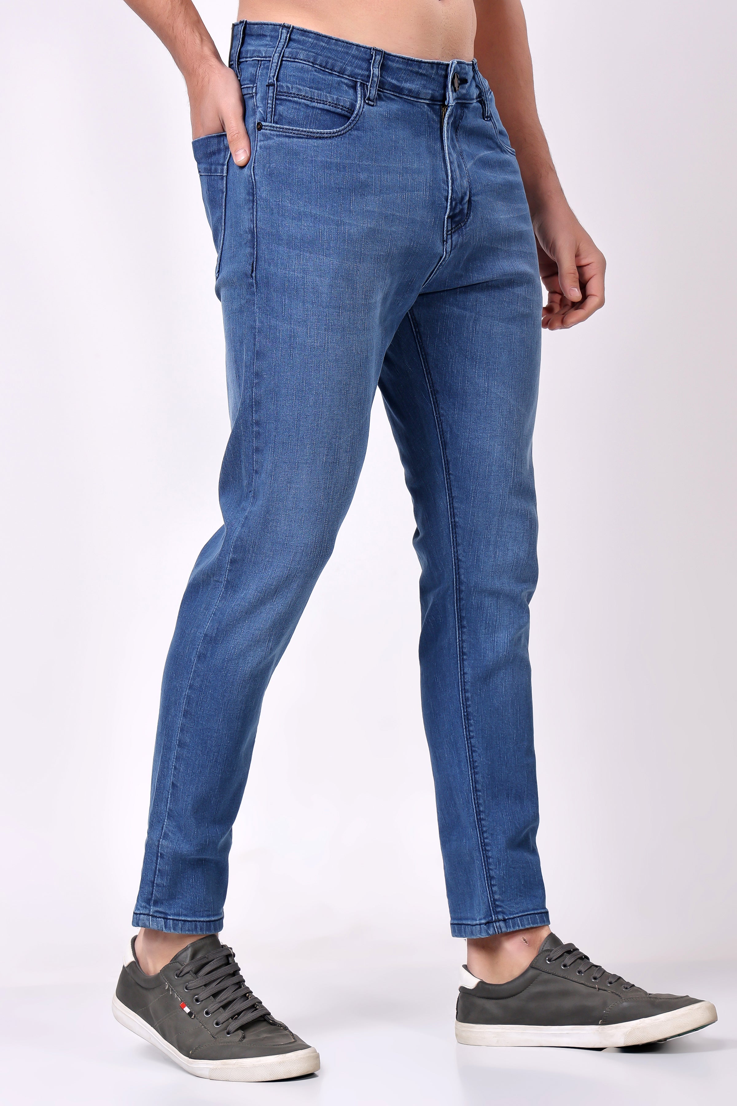 STYLOX Men’s Sky Blue Ankle Fit Jeans - Premium Denim, - Stylox